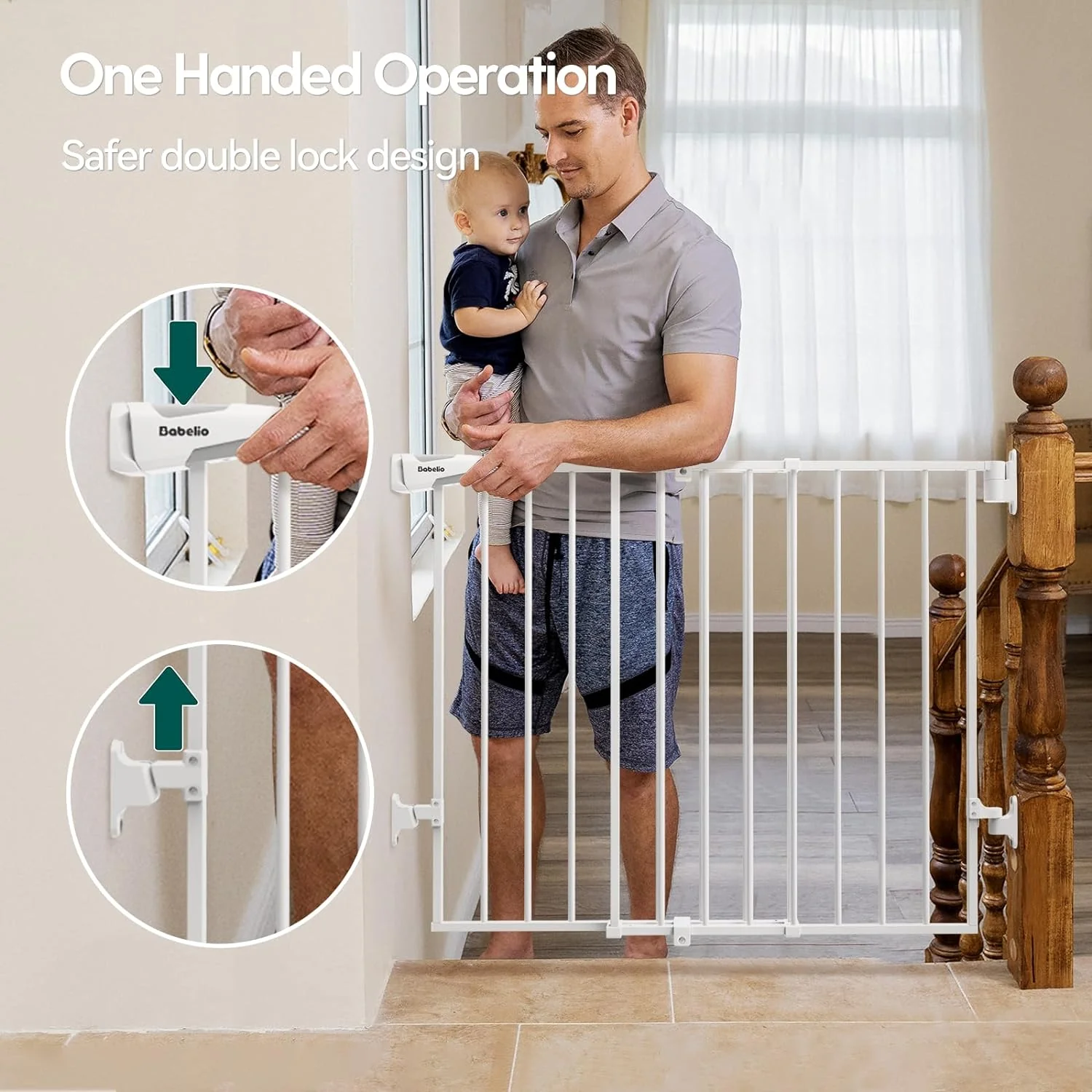 Babelio 26-43 No Bottom Bar Baby Gate for Babies. Elders and Pets