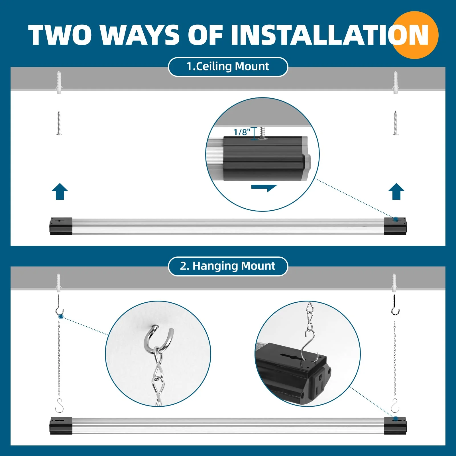 Barrina 4FT Linkable LED Shop Light for Garage