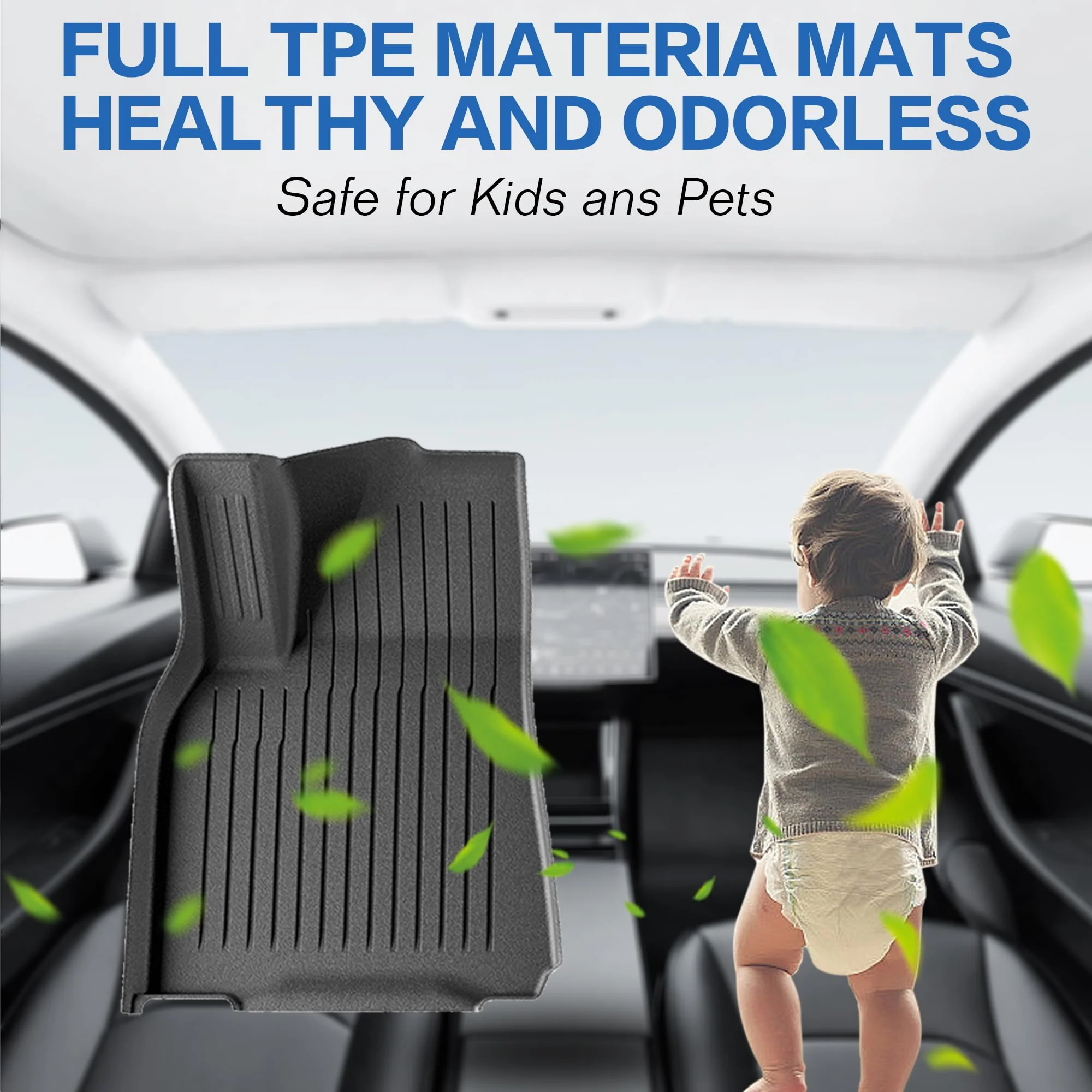 Weize Floor Mats for Tesla Model Y 5-Seat 2021-2023 2022 2024