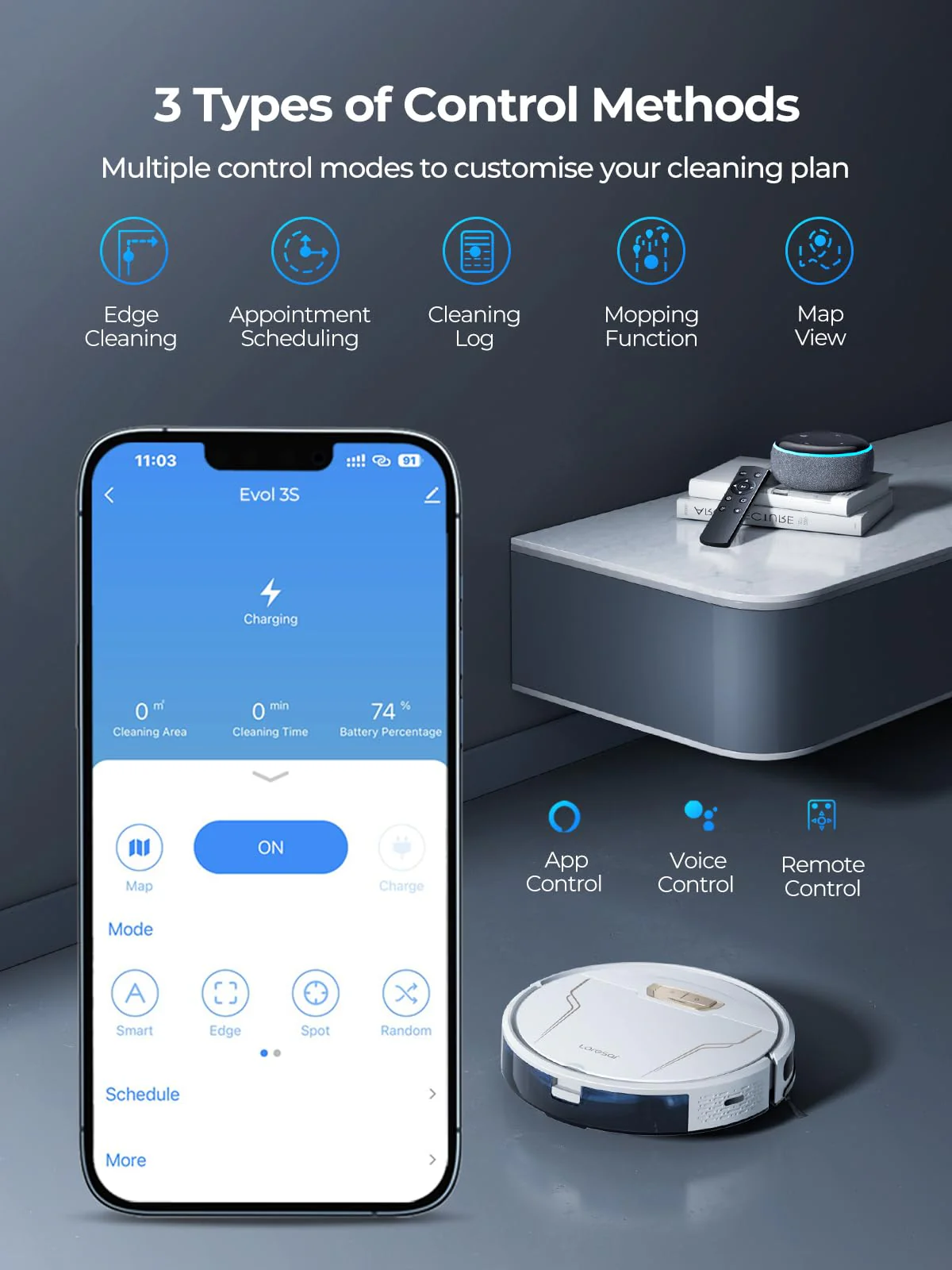 Laresar Robot Vacuums and Mop Combo with Auto Carpet Boost