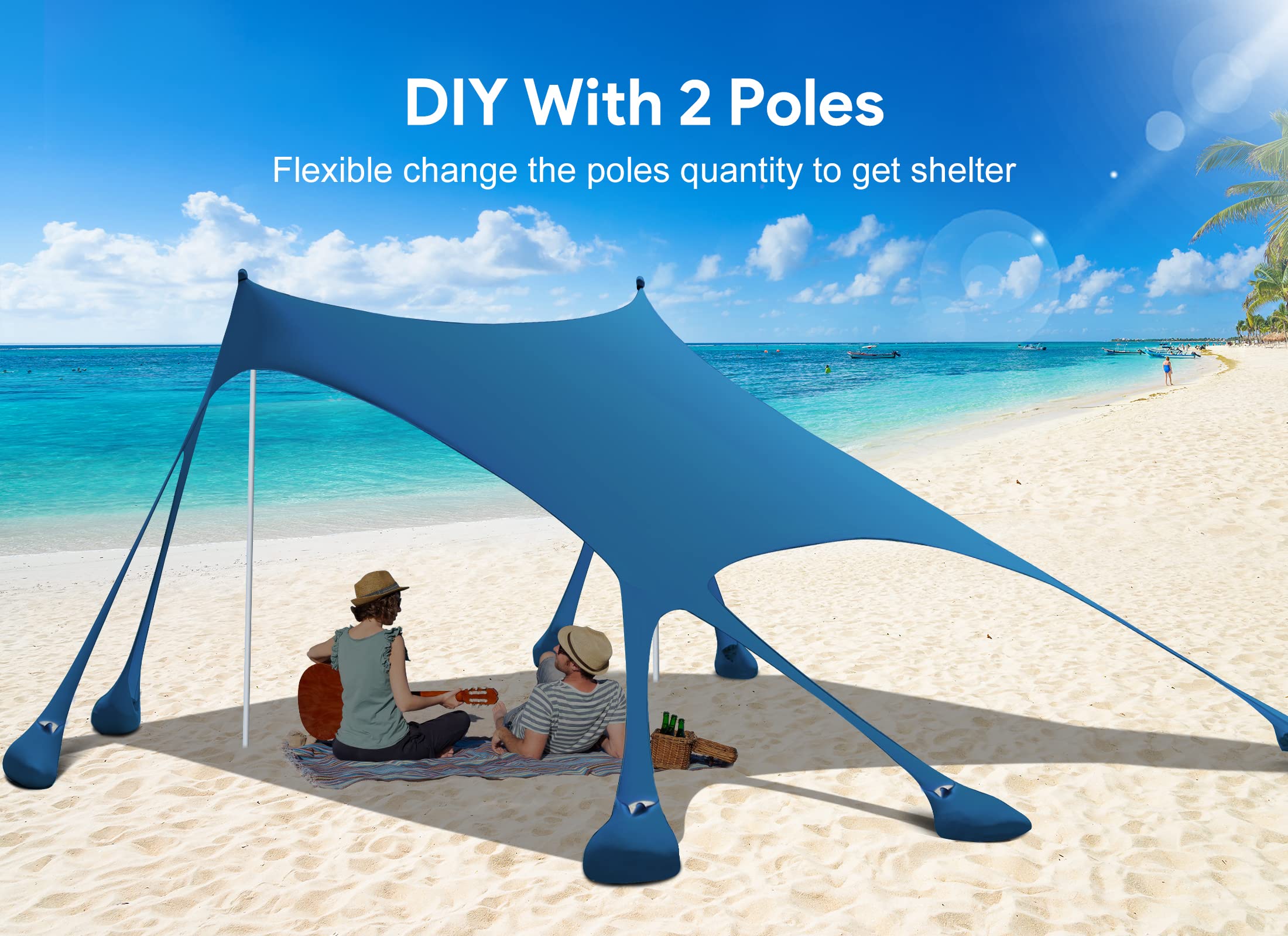 Osoeri Beach Tent. Camping Sun Shelter UPF50+ with 8 Sandbags