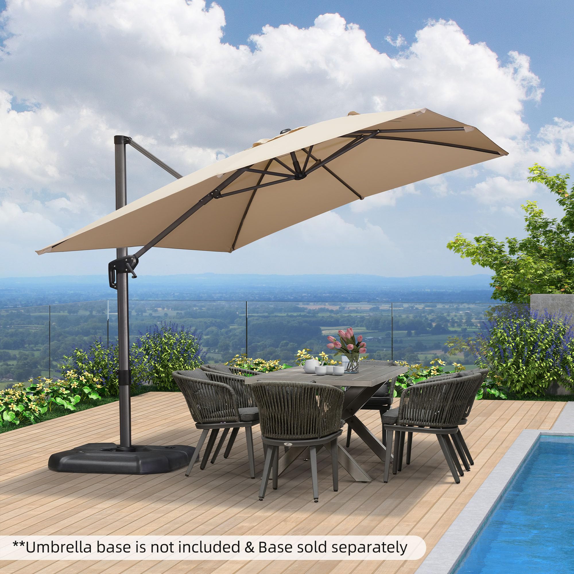 9' X 11.5' Patio Umbrella Outdoor Cantilever Rectangle Umbrella Aluminum Offset Umbrella
