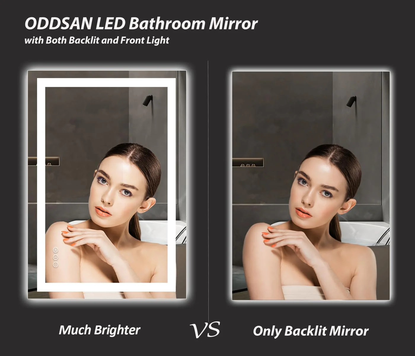 ODDSAN 24x36 LED Mirror for Bathroom. Lighted Vanity Mirror for Wall