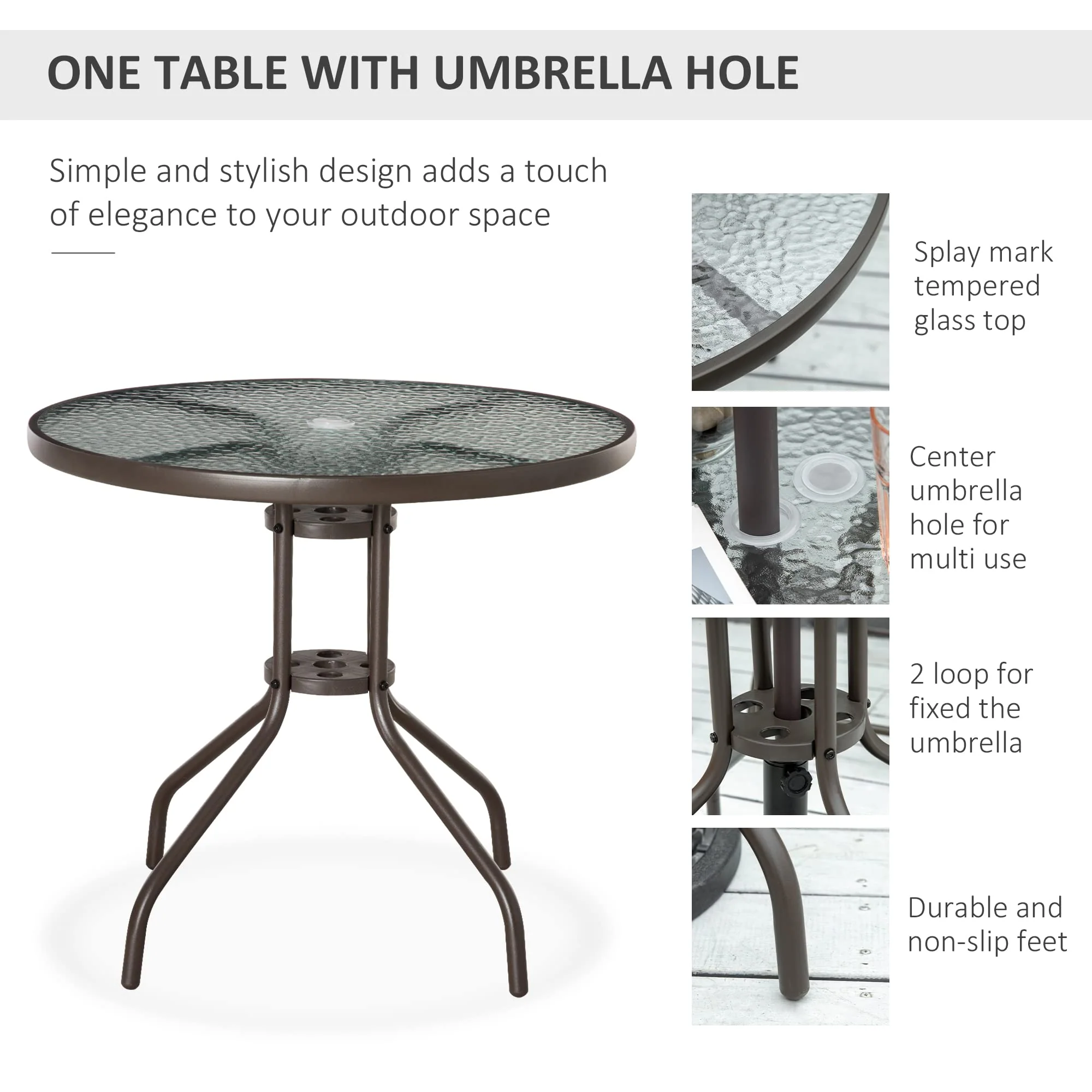 Outsunny 6 Piece Patio Dining Set for 4 with Umbrella