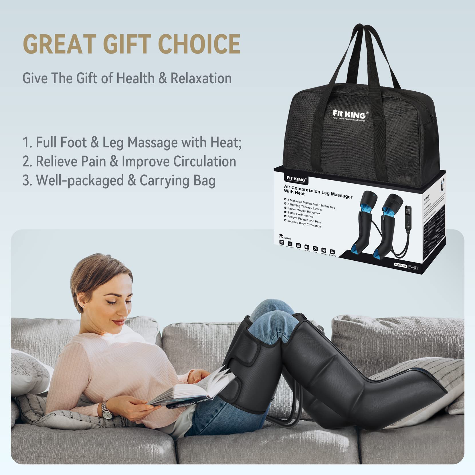 FIT KING Leg Massager with Heat for Circulation