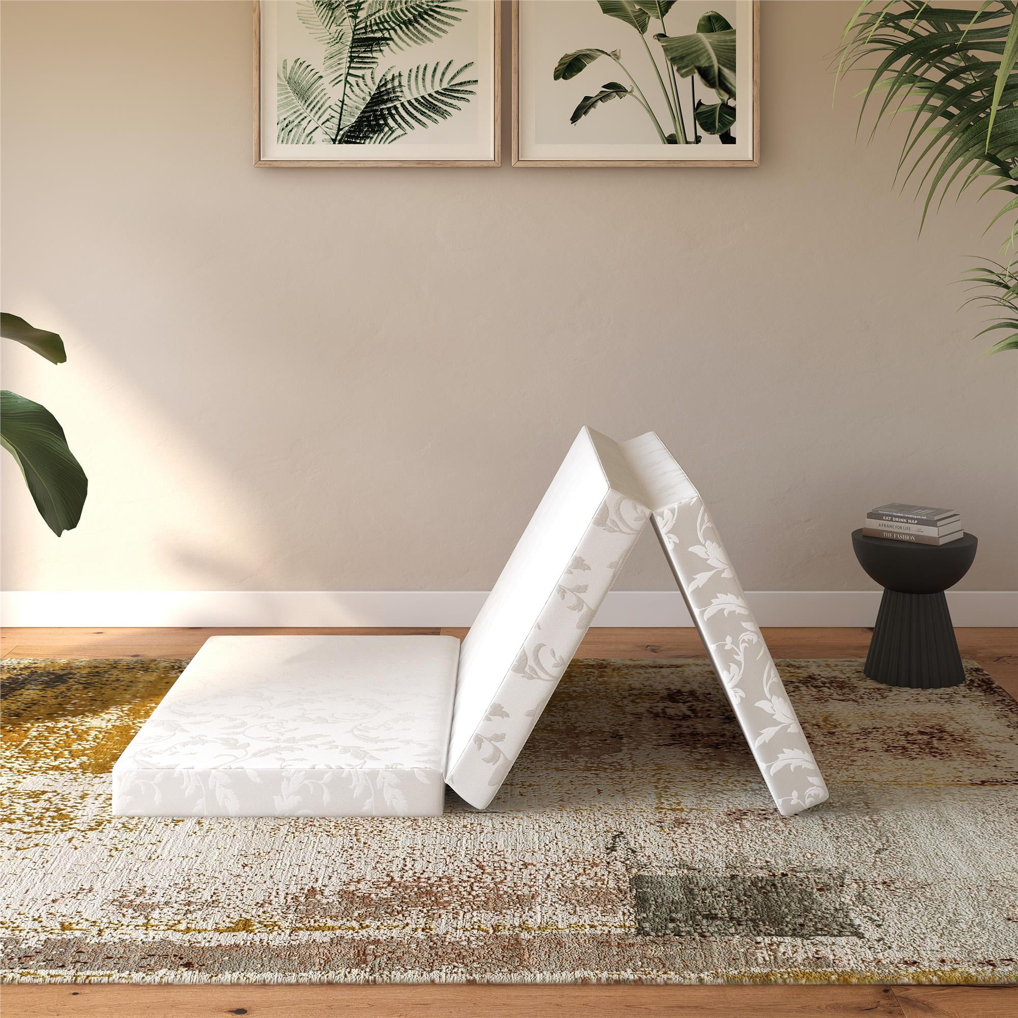 Aries 4-Inch Tri Folding Mattress with Carry Bag and Washable Cover. Twin Size