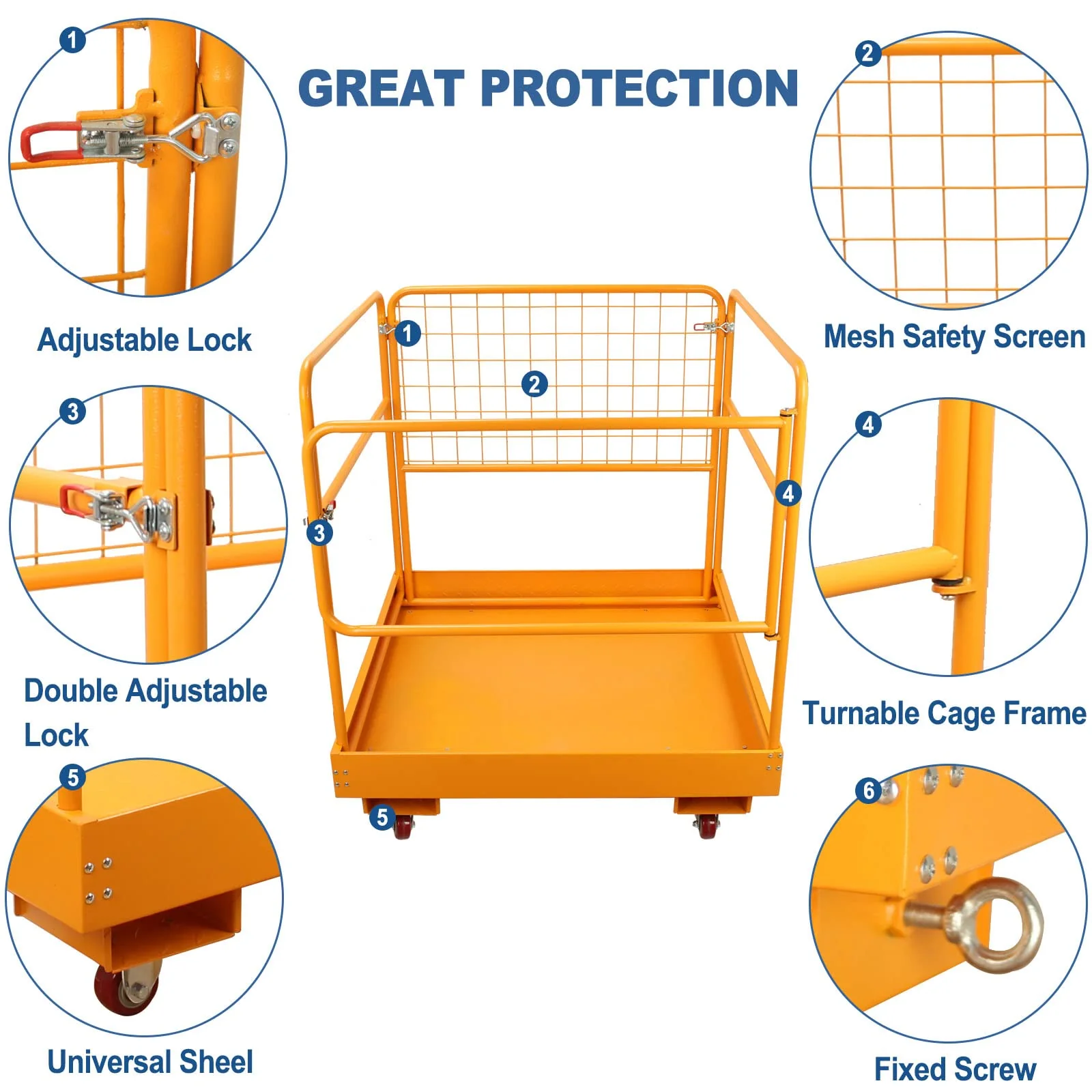 Sidasu Forklift Safety Cage 36x36 Inches Forklift Work Platform