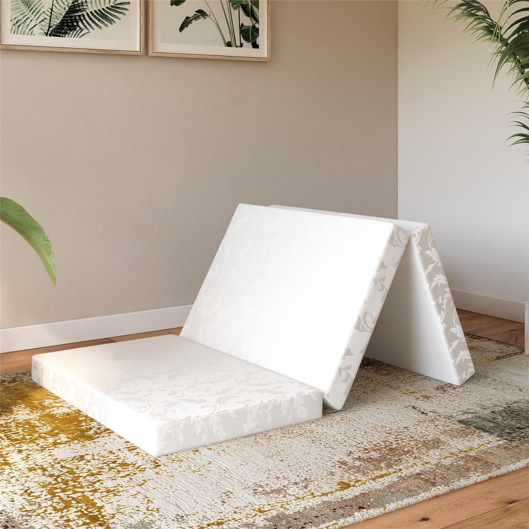 Aries 4-Inch Tri Folding Mattress with Carry Bag and Washable Cover. Twin Size