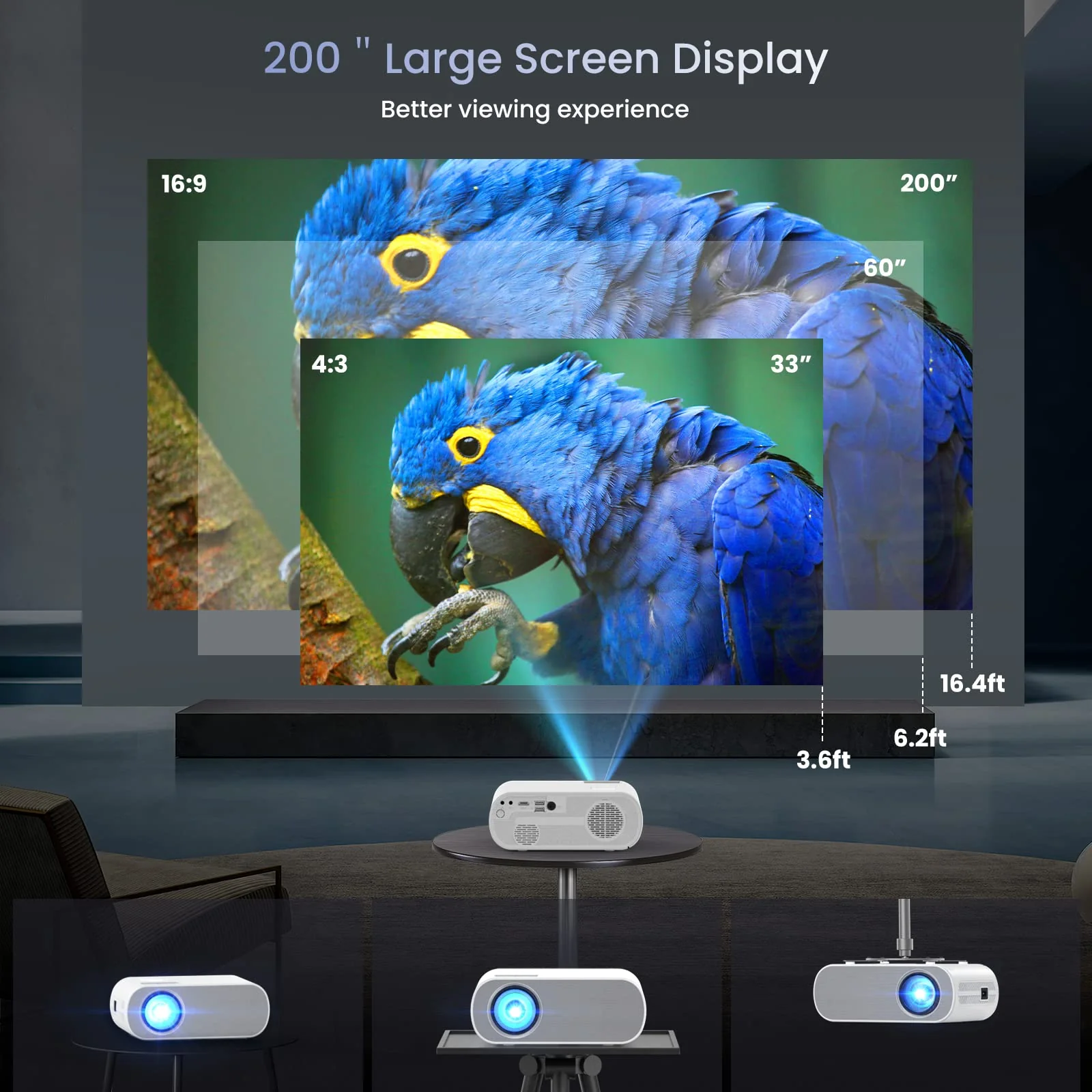 HOMPOW Projector. Native 1080P Full HD Bluetooth Projector