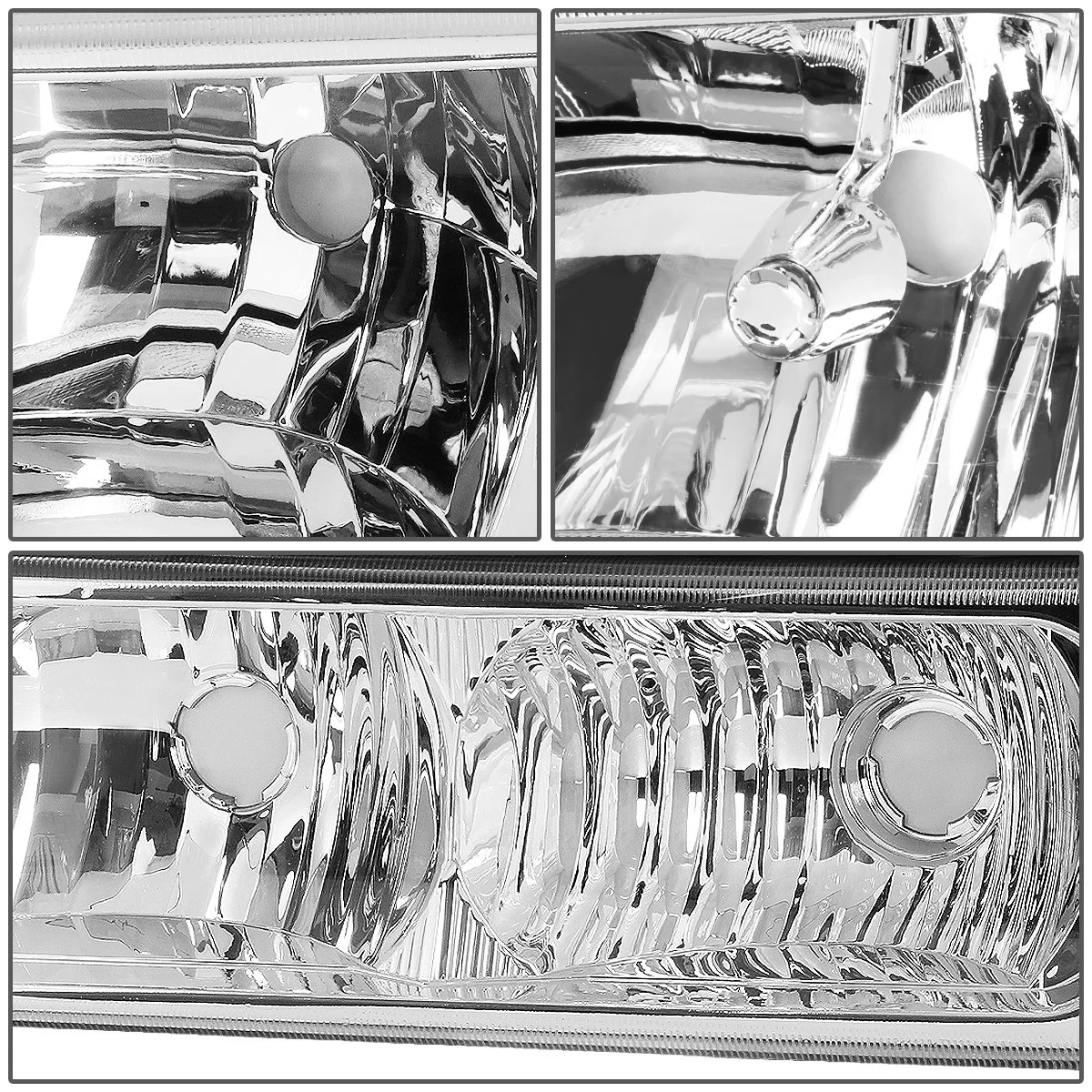 DNA MOTORING Chrome Housing Headlights Compatible with 2003-2006 Chevy