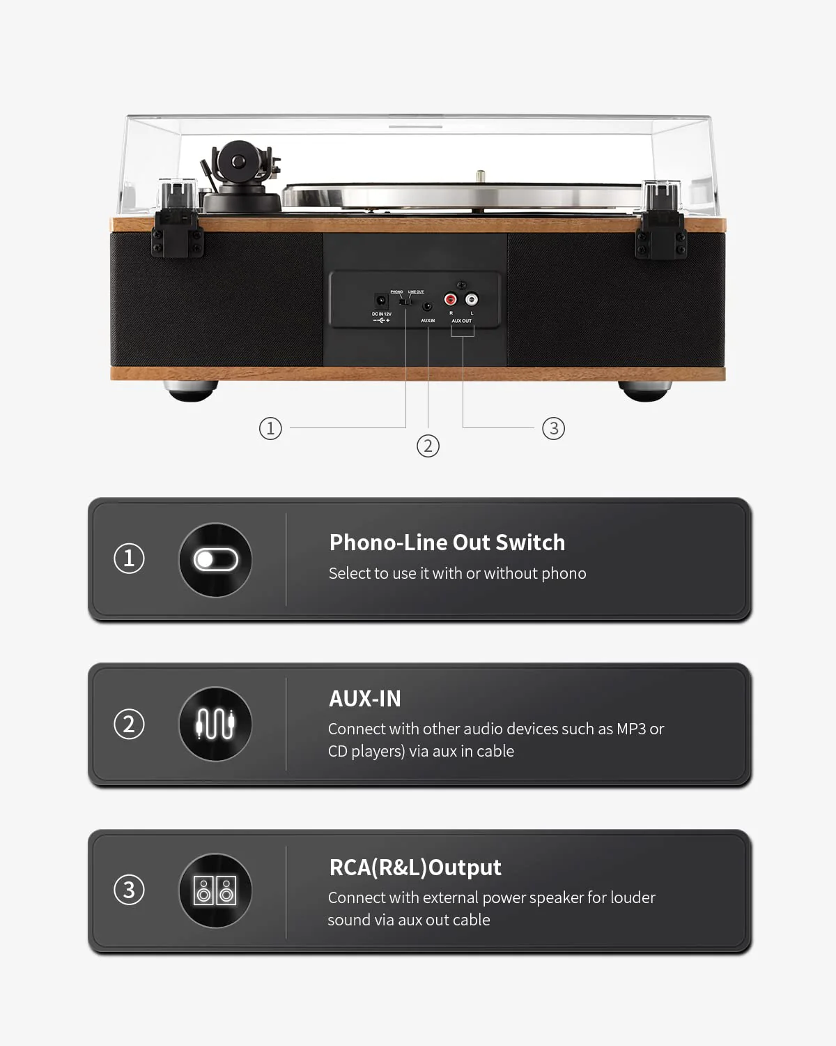 ANGELS HORN Vinyl Record Player Built in Speakers