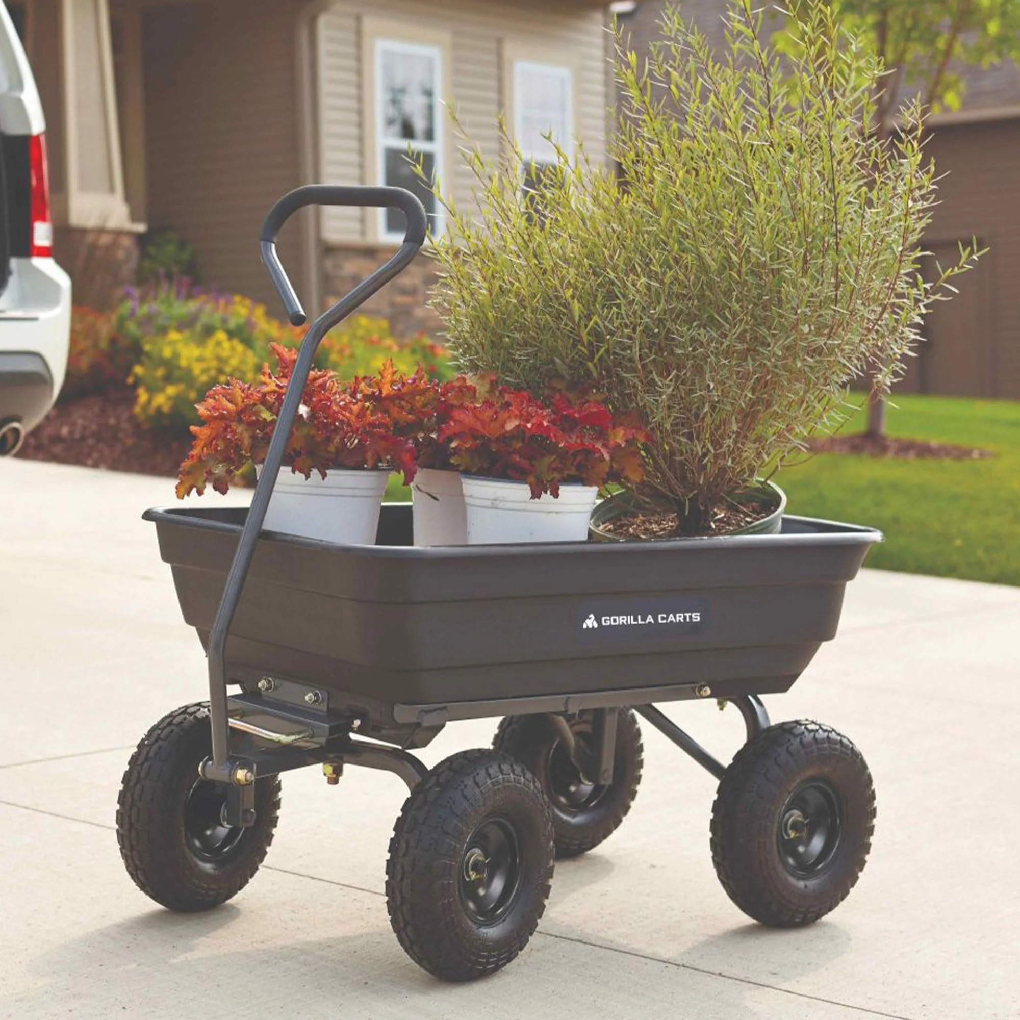 Gorilla Carts Poly Garden Dump Cart with Easy to Assemble Steel Frame