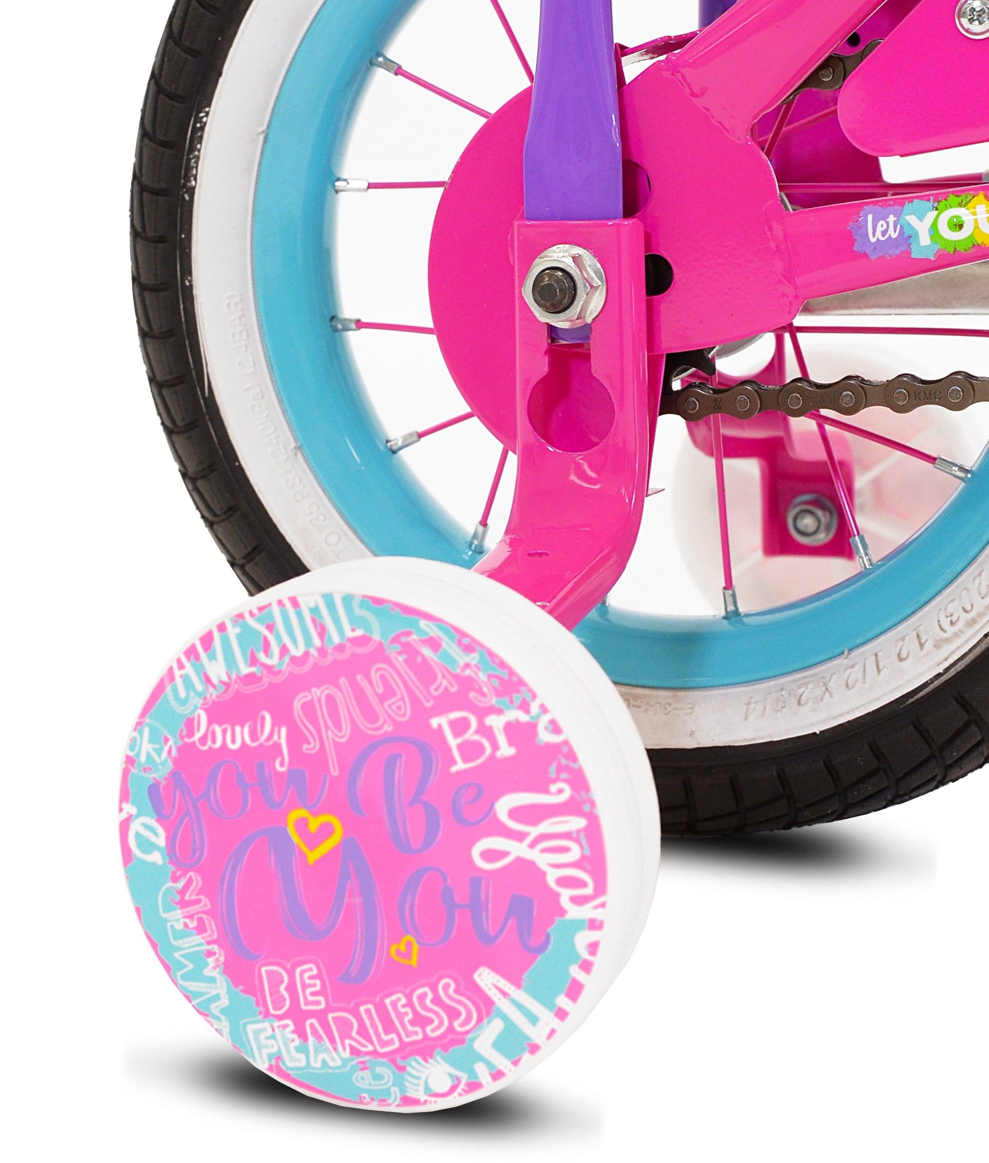 12 in.  Girl's Let You Be You Unicorn. Child's Bicycle. Pink and Purple