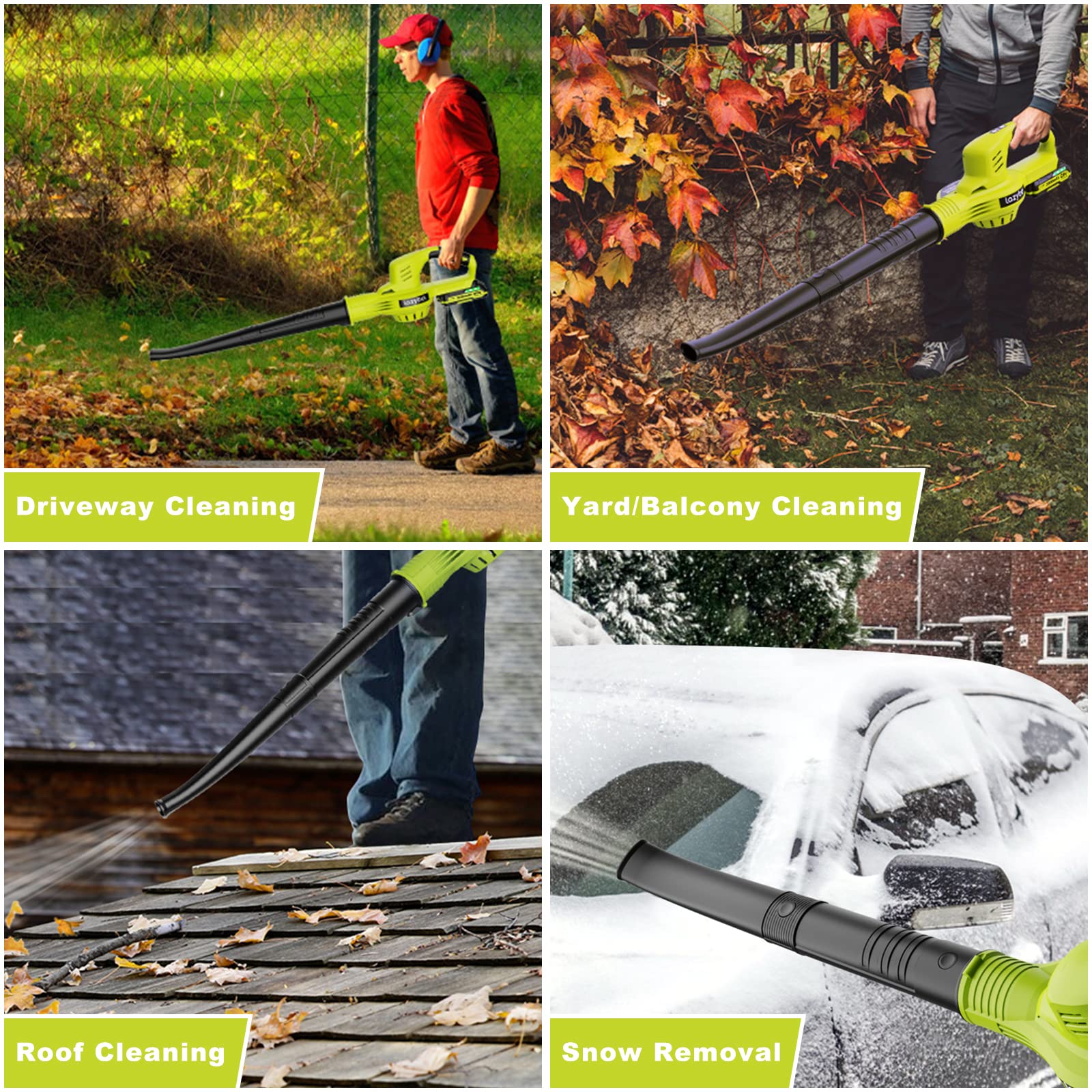 LAZYBOI Electric Leaf Blower Cordless with 2 Batteries and Charger