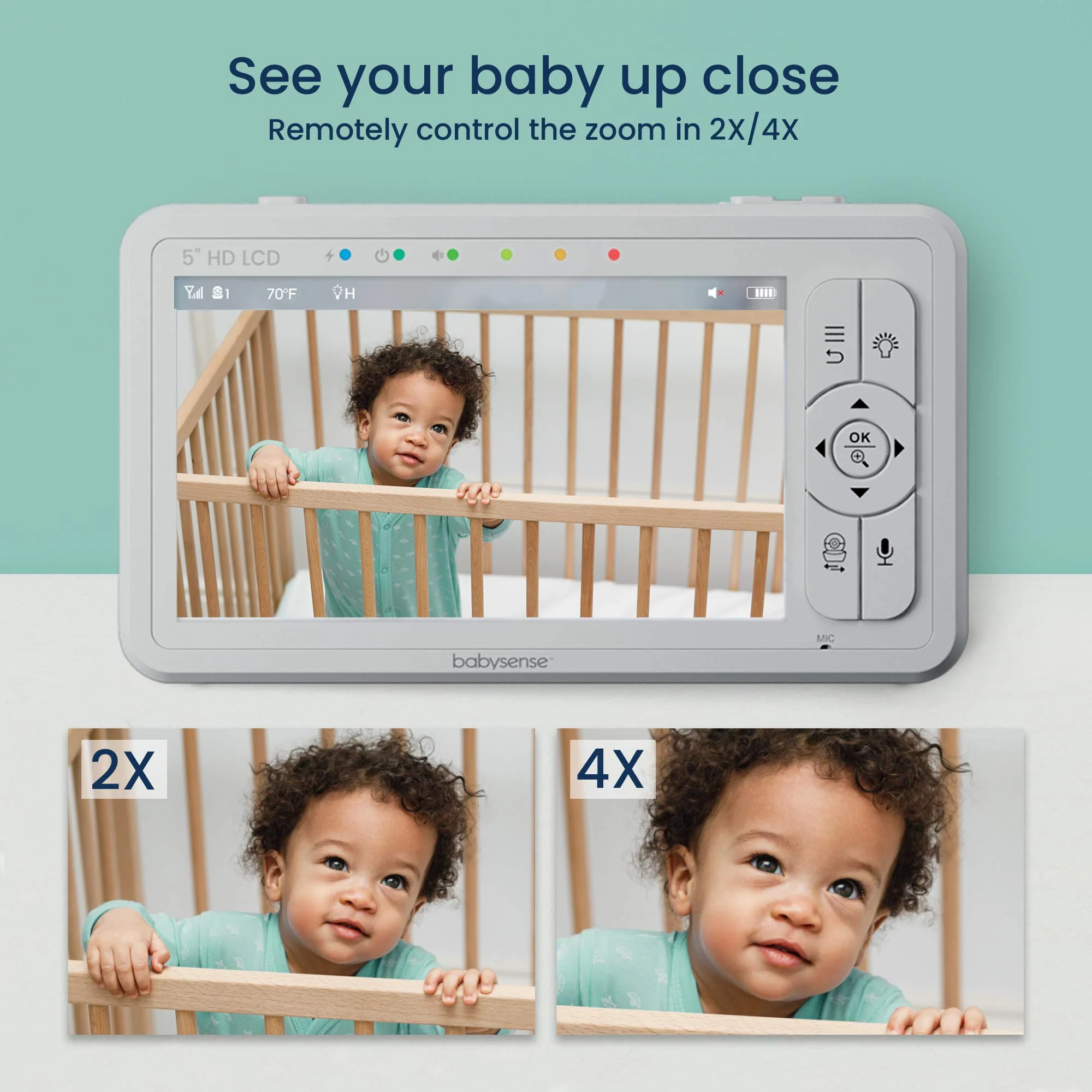 Babysense 5 HD Split-Screen Baby Monitor with 2 Cameras and Audio