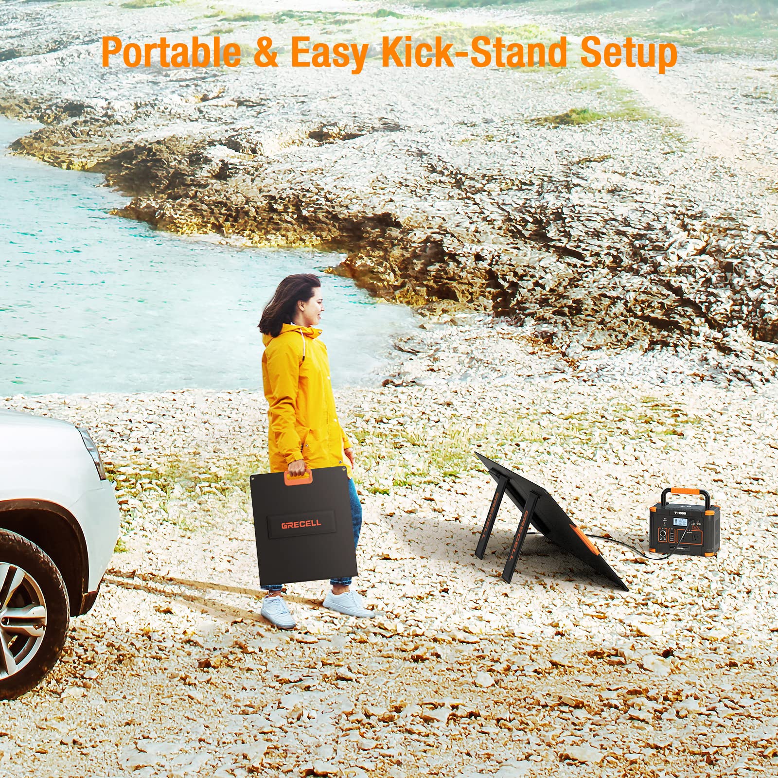 GRECELL 100W Portable Solar Panel for Power Station Generator