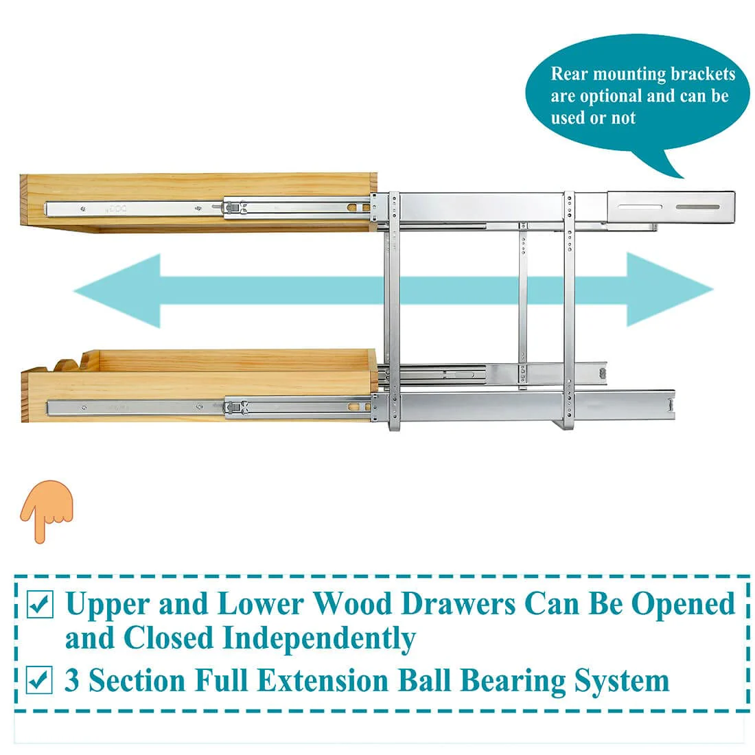OCG 2 Tier Heavy-Duty Pull Out Drawers For Cabinets