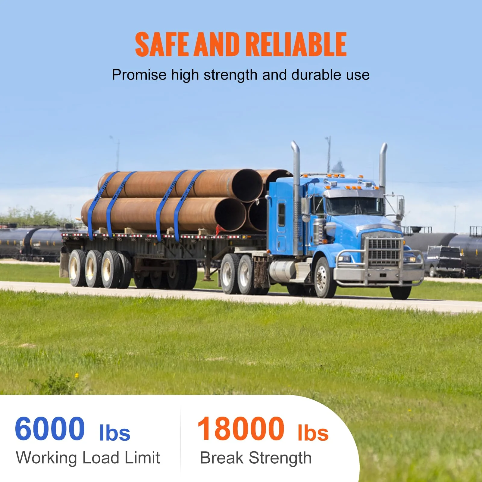 VEVOR 10 Pack 4 x30' Heavy Duty Truck Straps for Flatbeds. Trucks. Trailers