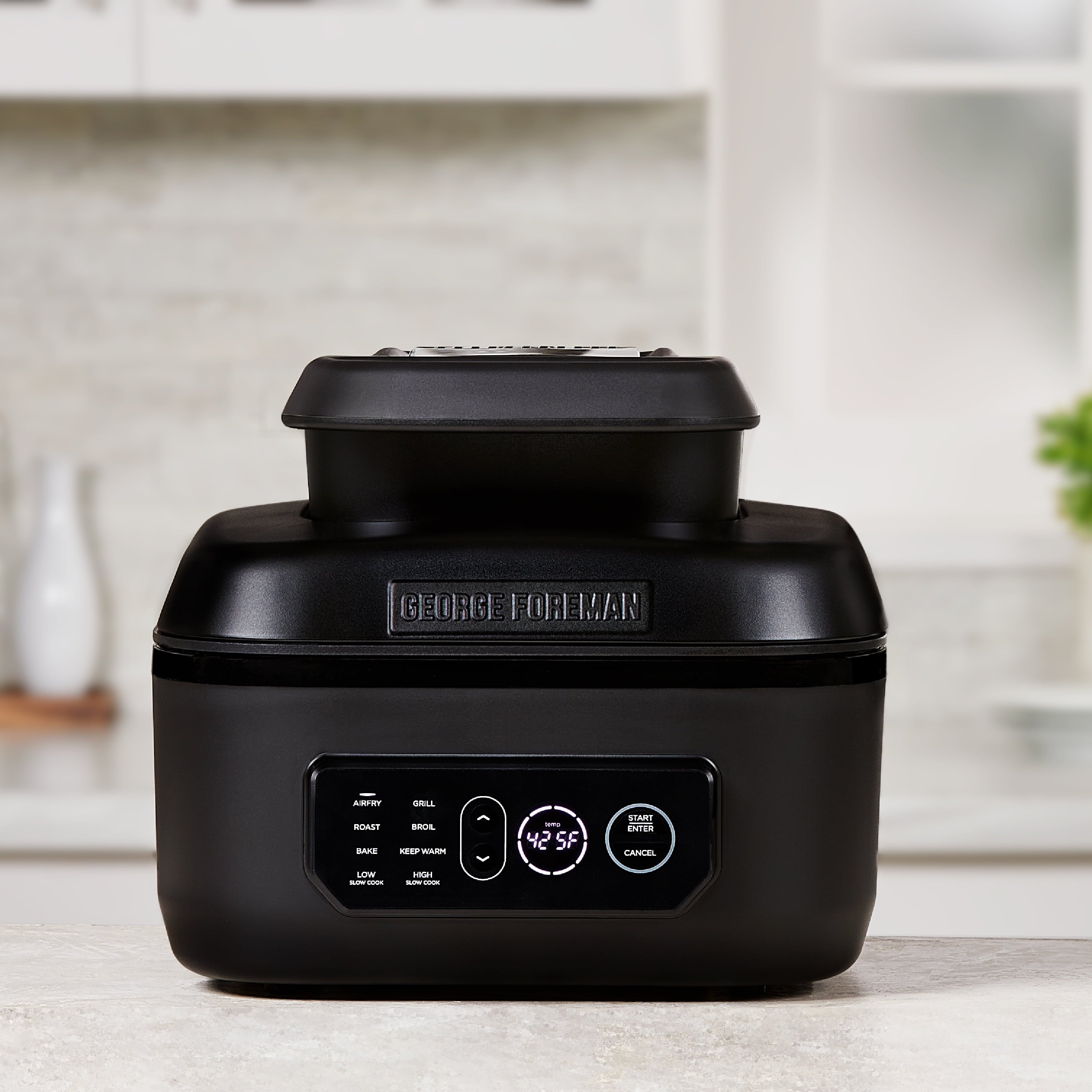 Foreman Beyond Grill 7-in-1 Electric Indoor Grill and 6 Quart Air Fryer. Black. MCAFD800D