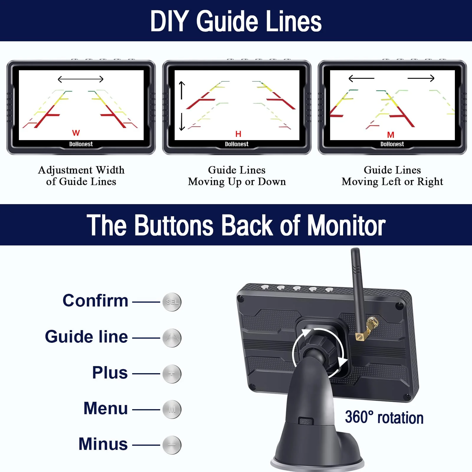 DoHonest 5 Inch Wireless Backup Camera for Car RV Camper