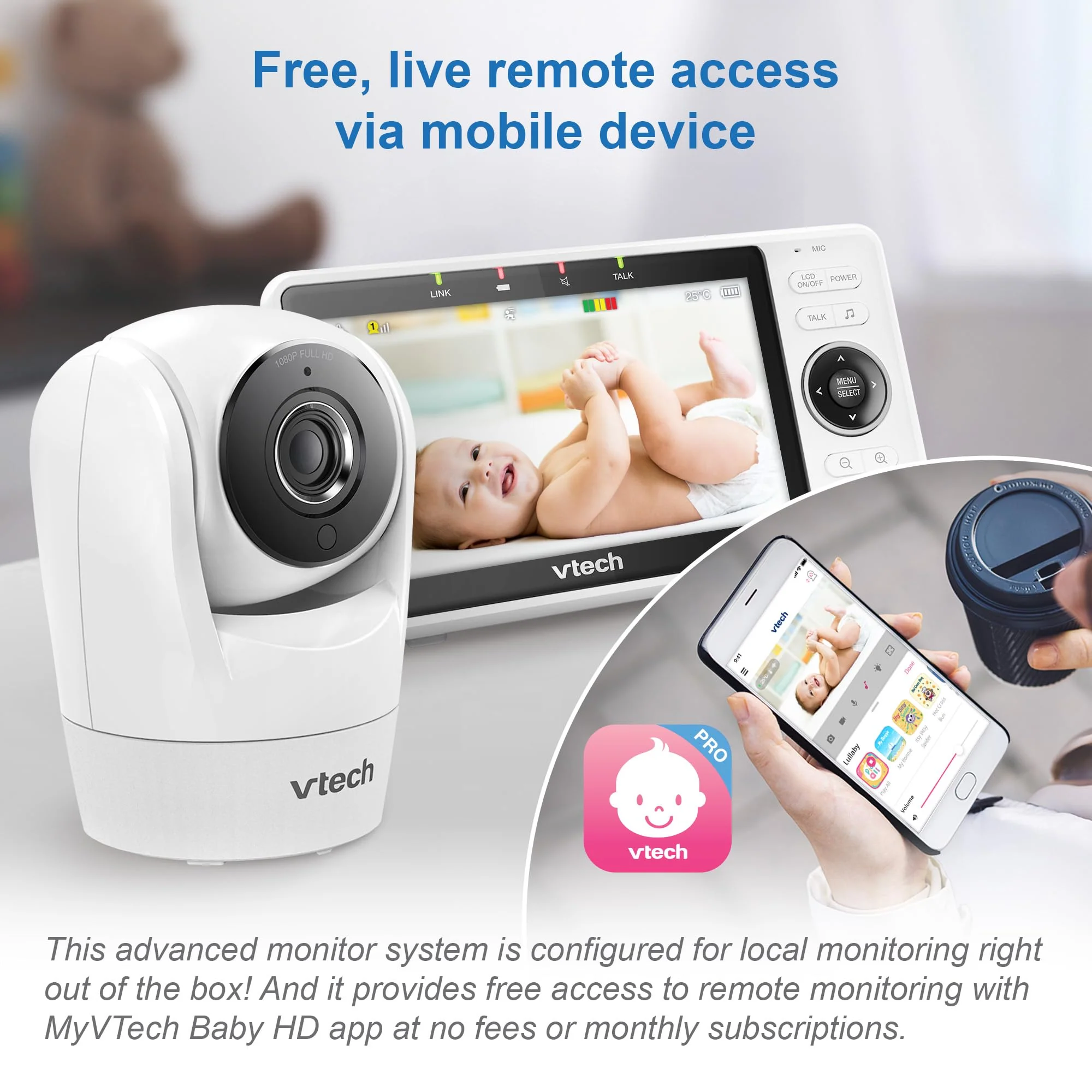 VTech Smart WiFi Baby Monitor. 5-inch 720p Display. 1080p Camera