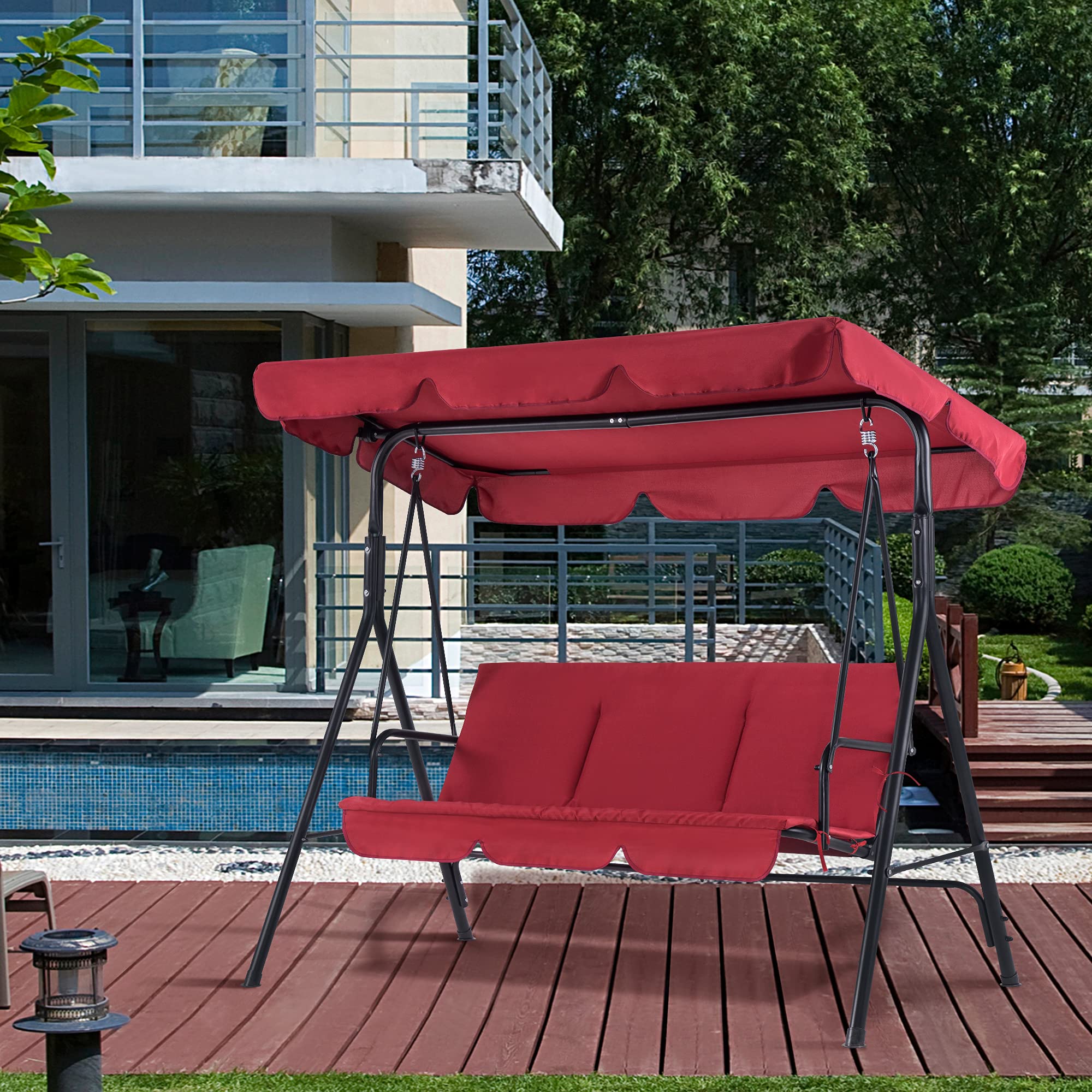 Mcombo 3-Person Outdoor Patio Swing Chair