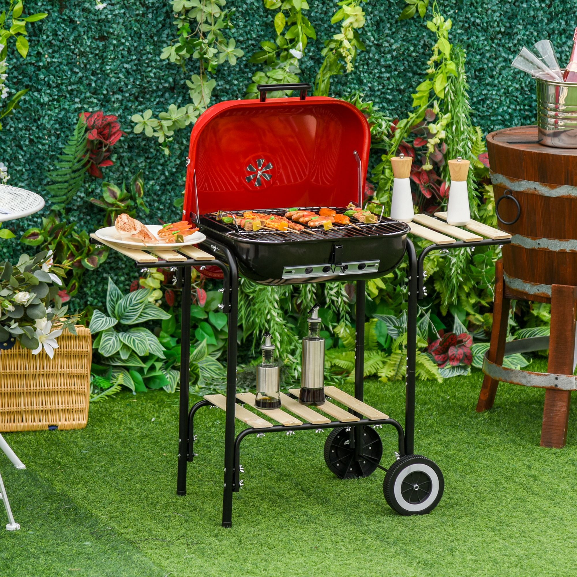 19¡± Steel Porcelain Portable Outdoor Charcoal Barbecue Grill