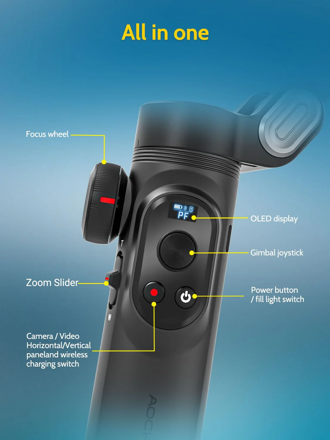 AOCHUAN Gimbal Stabilizer for Smartphone w/Wireless Charging
