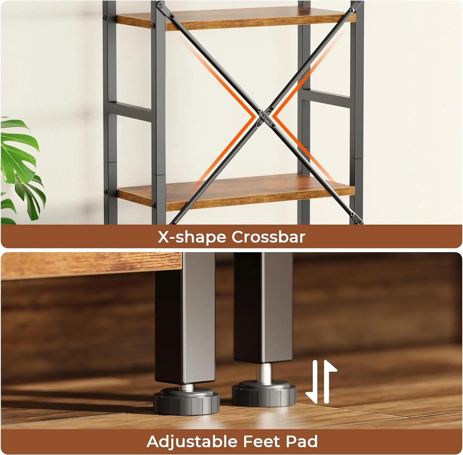 SUPERJARE Triple 4 Tier Bookshelf with 11 Open Display Shelves