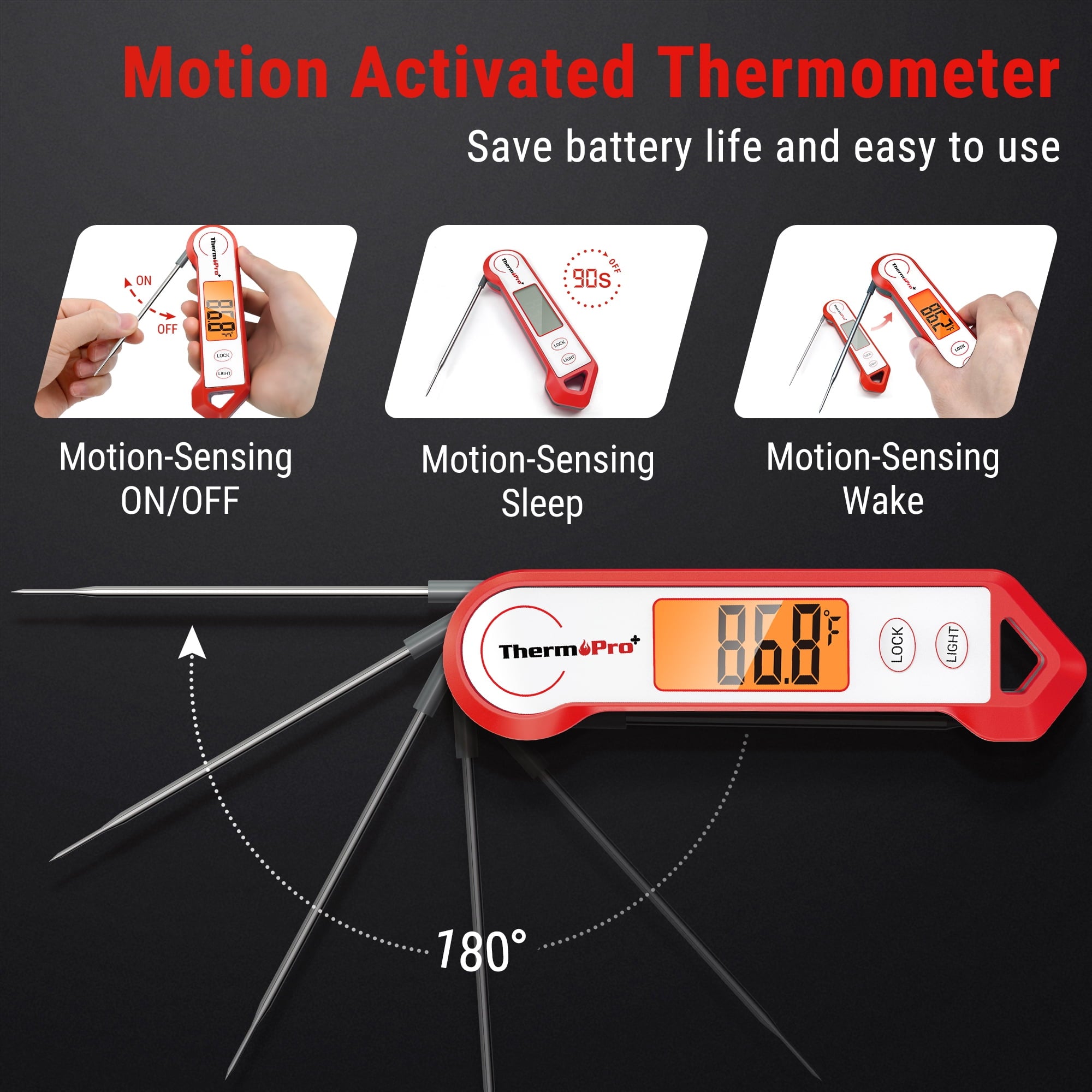 TP19HW Waterproof Digital Meat Thermometer. Food Candy Cooking Grill Kitchen Thermometer with Magnet and LED Display for Oil Deep Fry Smoker BBQ Thermometer