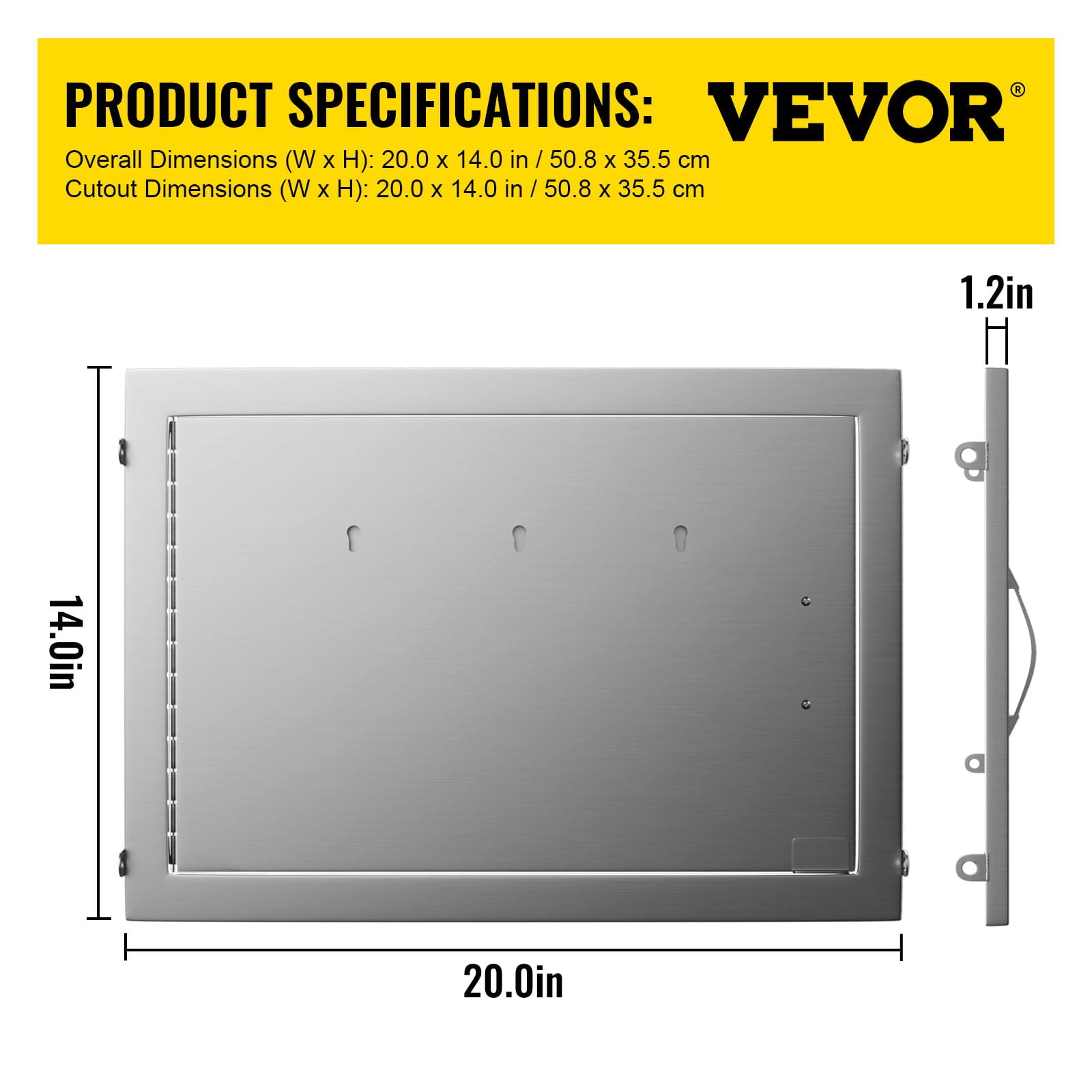 Access Door 20W x 14H inch BBQ Door Stainless Steel. Outdoor Kitchen Doors