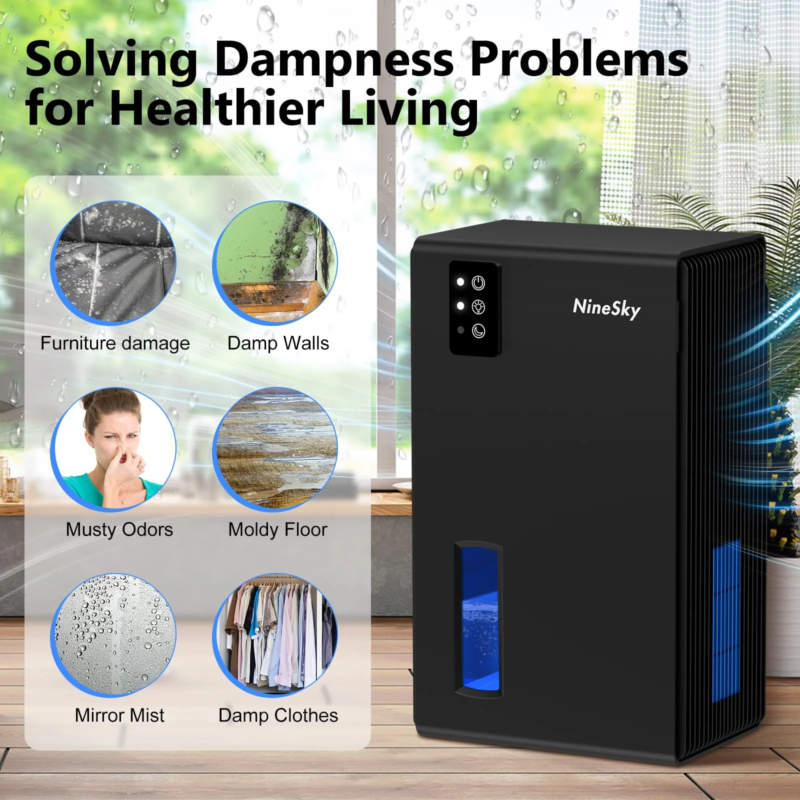NineSky 800 sq.ft Dehumidifiers for Home