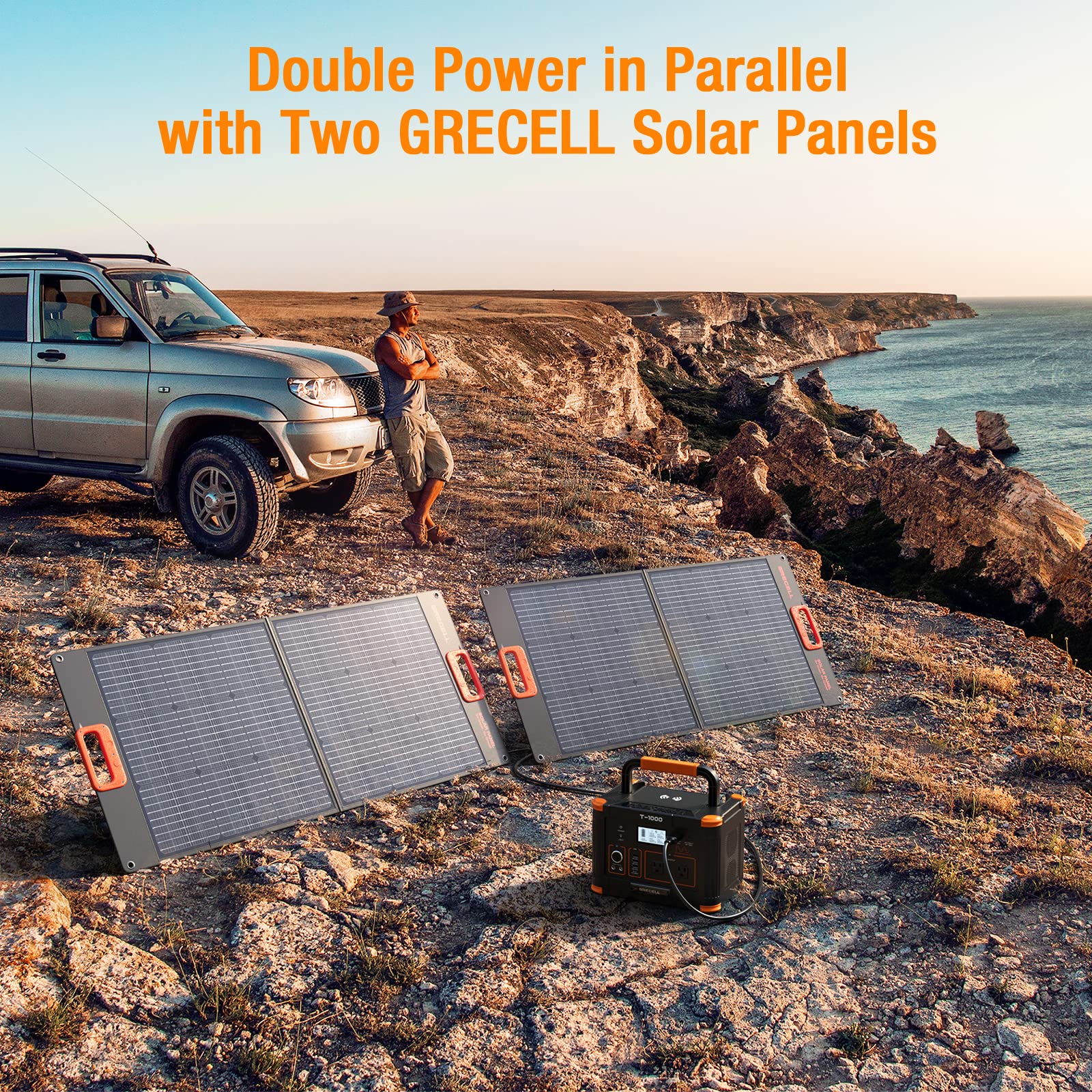 GRECELL 100W Portable Solar Panel for Power Station Generator