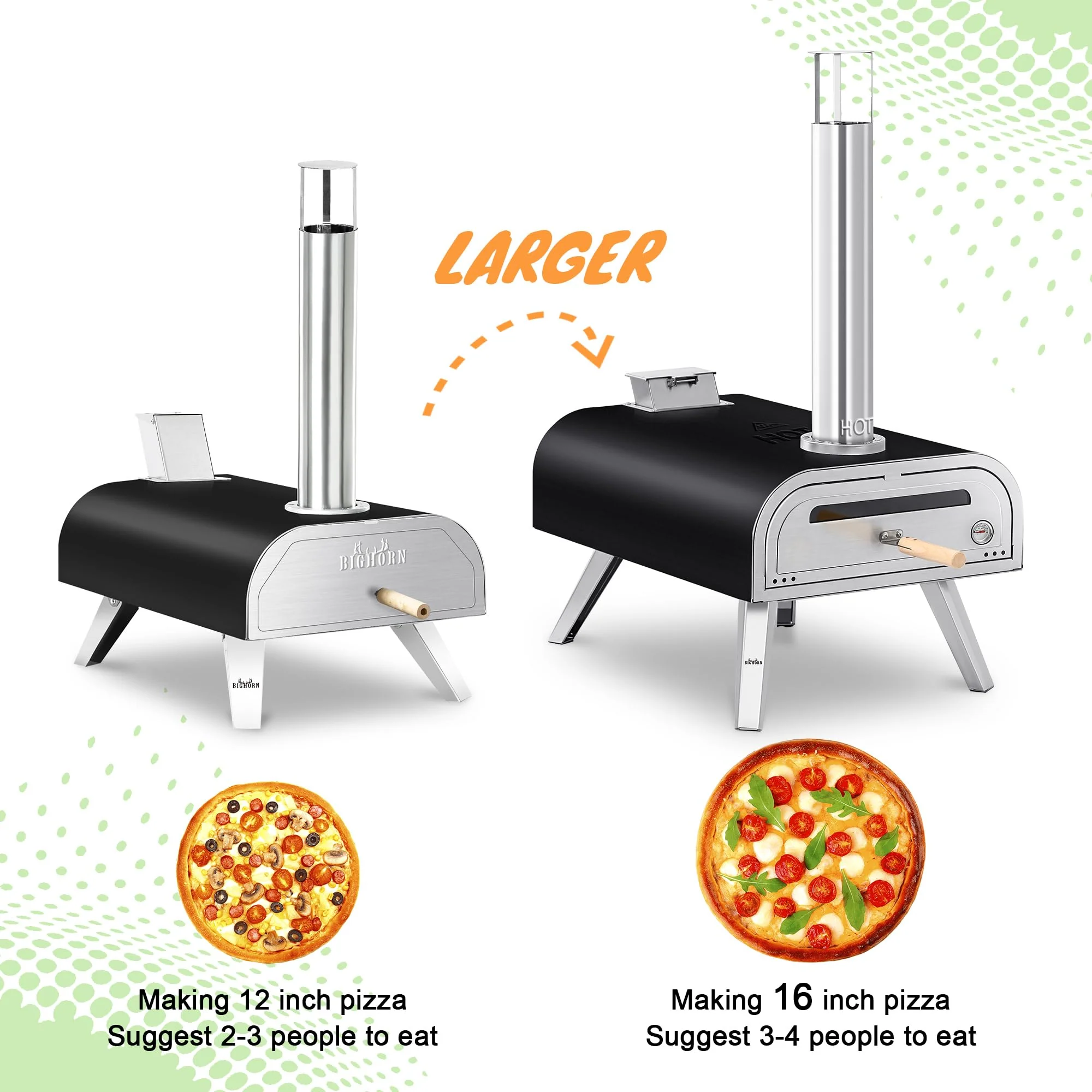 BIG HORN OUTDOORS 16 Inch Wood Pellet Burning Pizza Oven