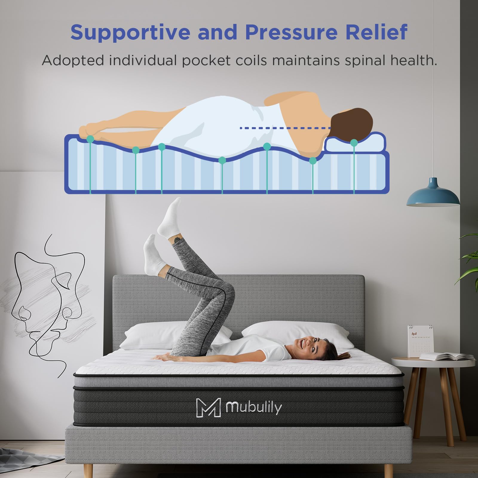 Mubulily 10 Inch Hybrid Mattress in a Box with Gel Memory Foam