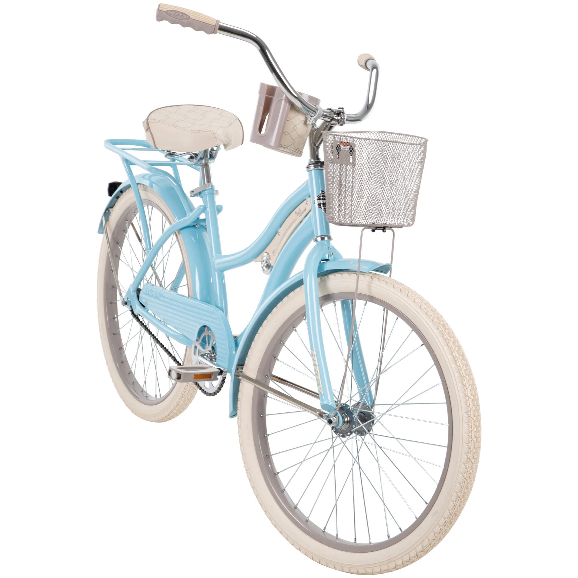 24 In. Girls Nel Lusso Women's Classic Beach Cruiser Bike. Light Blue