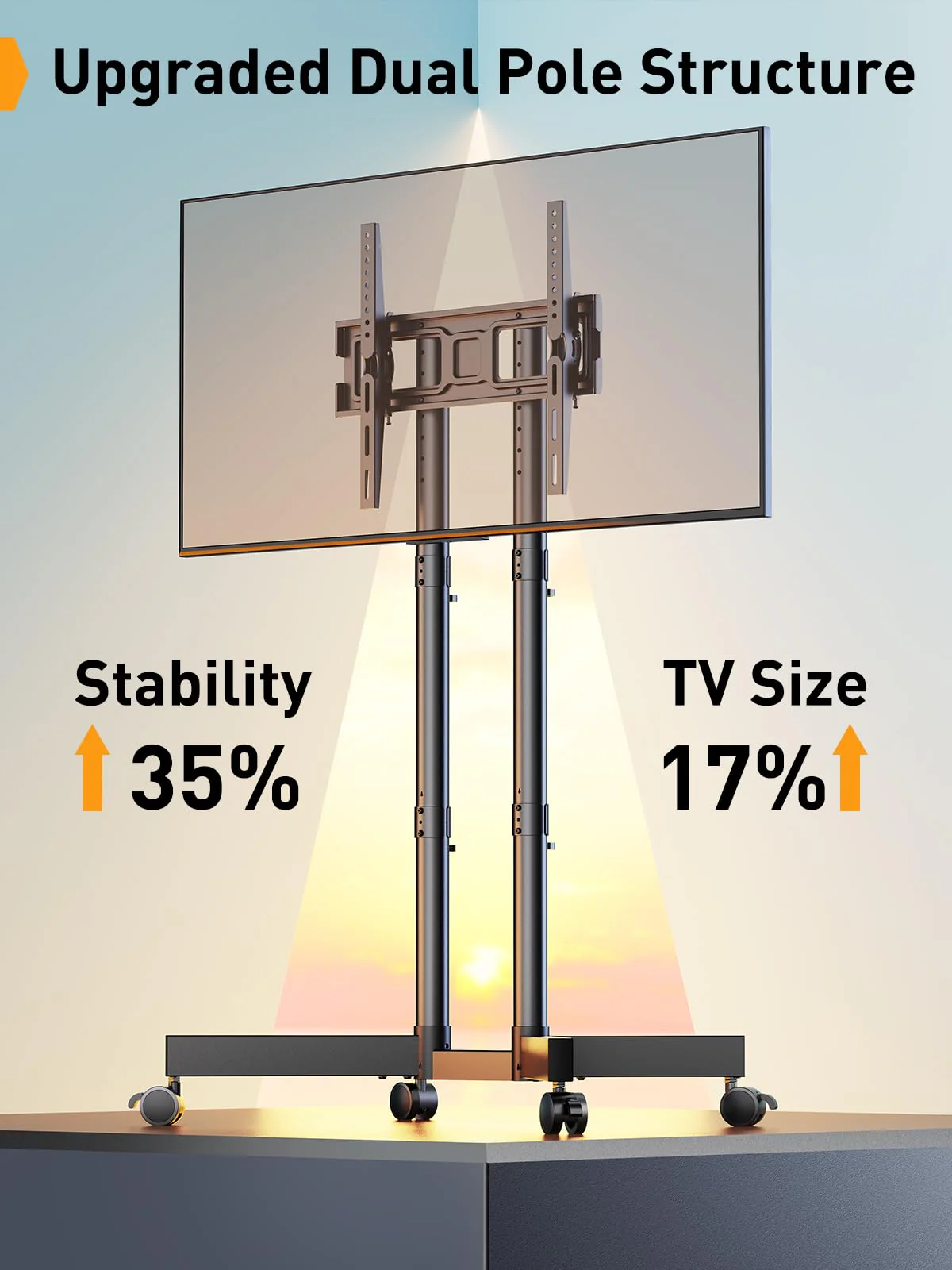 Perlegear Rolling TV Stand. Mobile TV Stand for 32-70 inch TVs