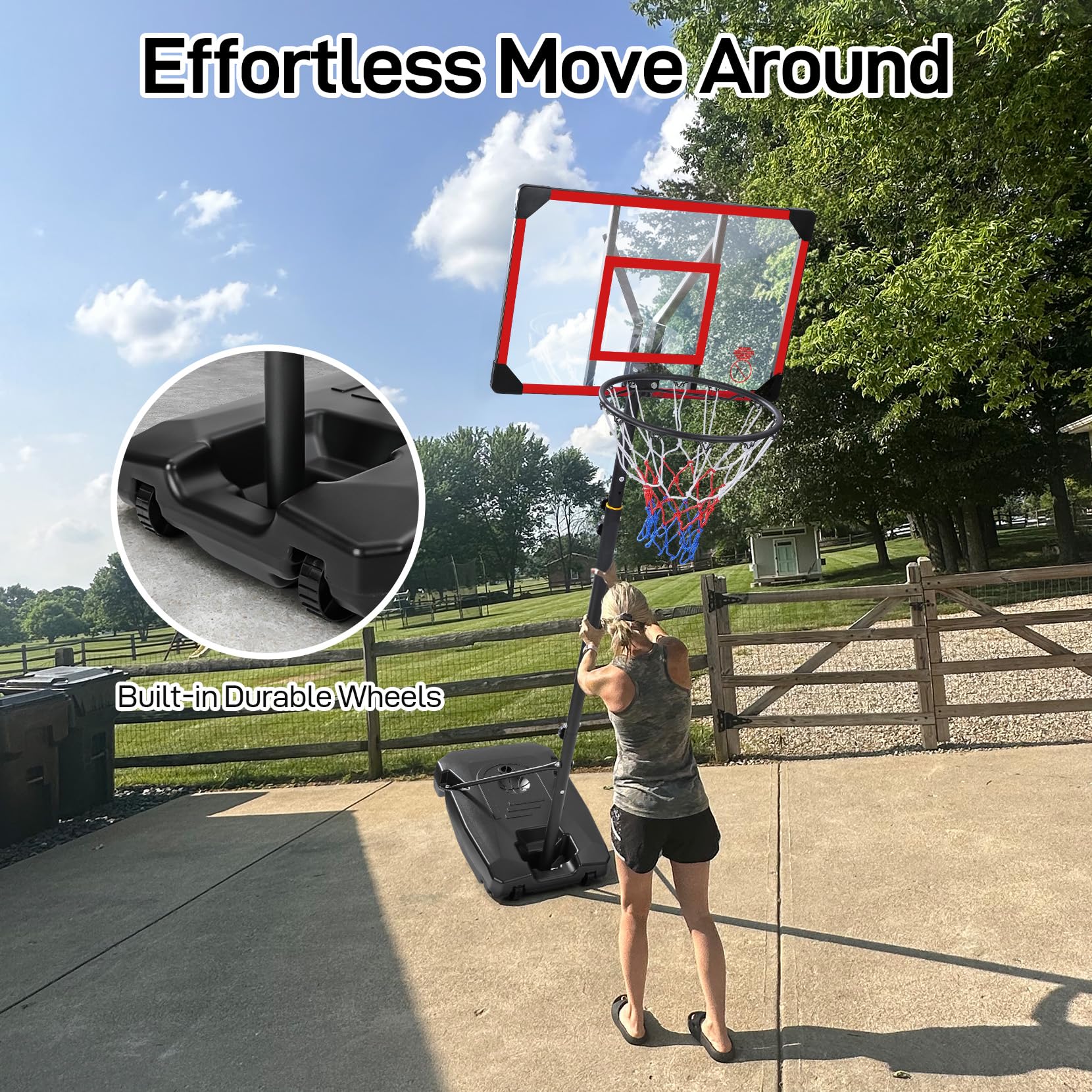 Yohood Kids Basketball Hoop Outdoor 4.82-8.53ft Adjustable