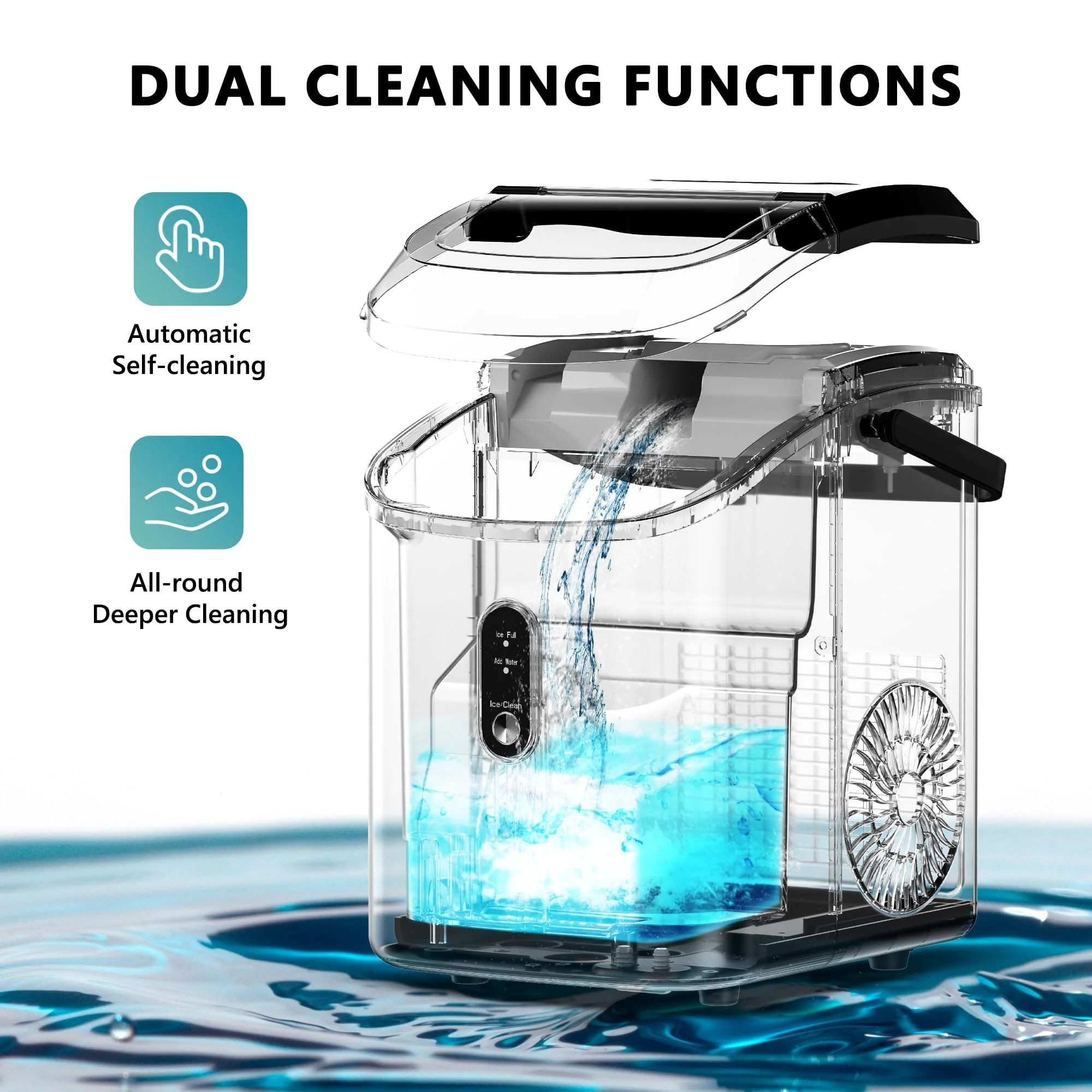 EUHOMY Nugget Ice Maker Countertop with Handle