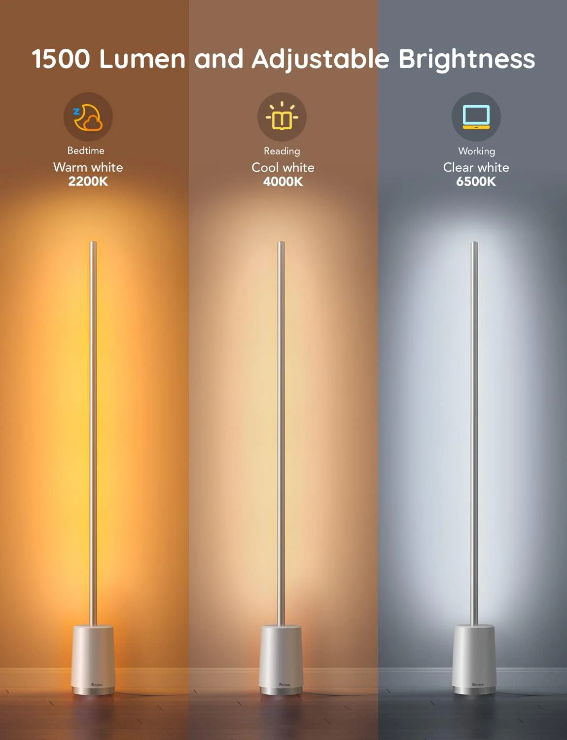 Govee Floor Lamp. RGBIC Lyra Color Changing Corner Lamp