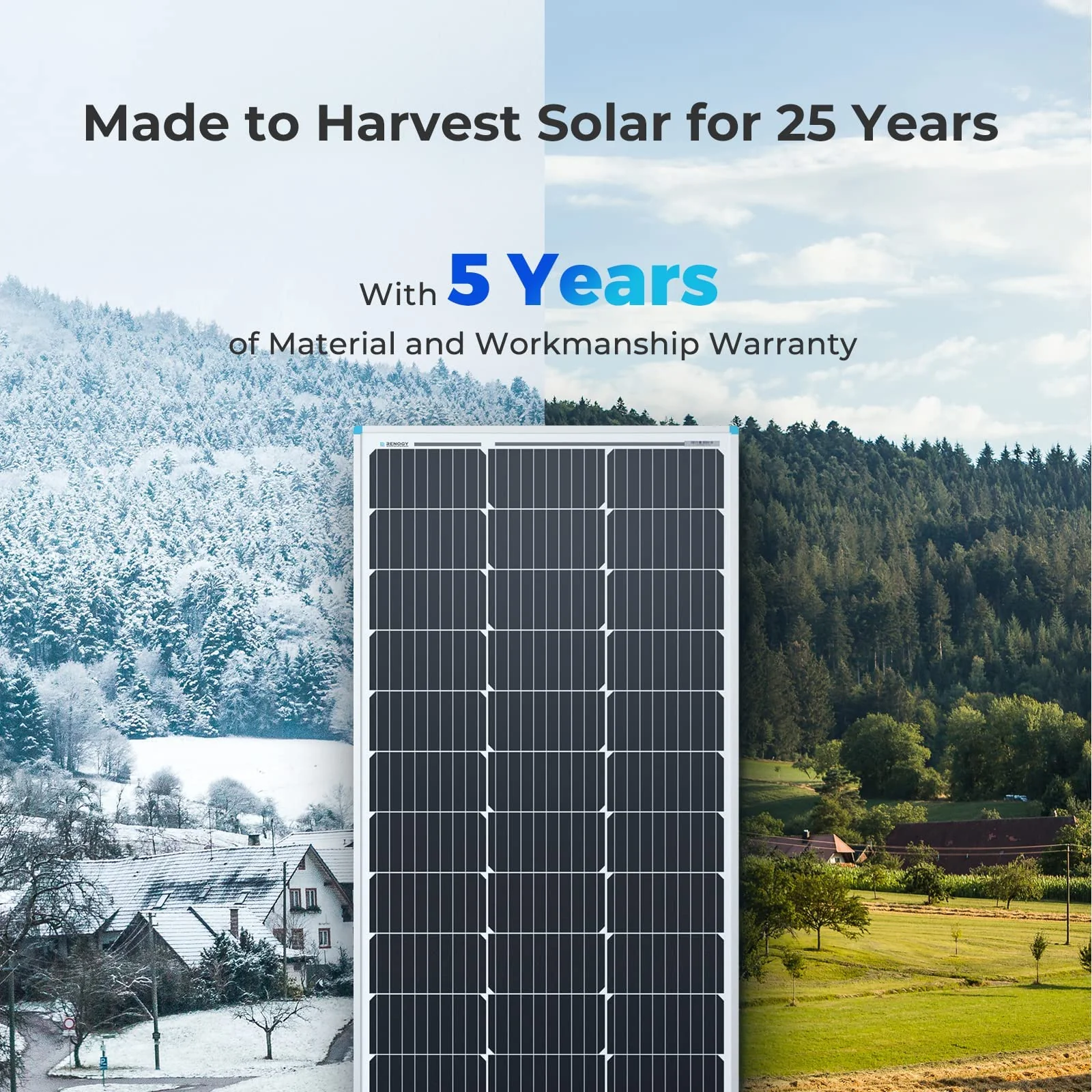 Renogy Solar Panel 100 Watt 12 Vol for RV Marine Rooftop Farm Battery