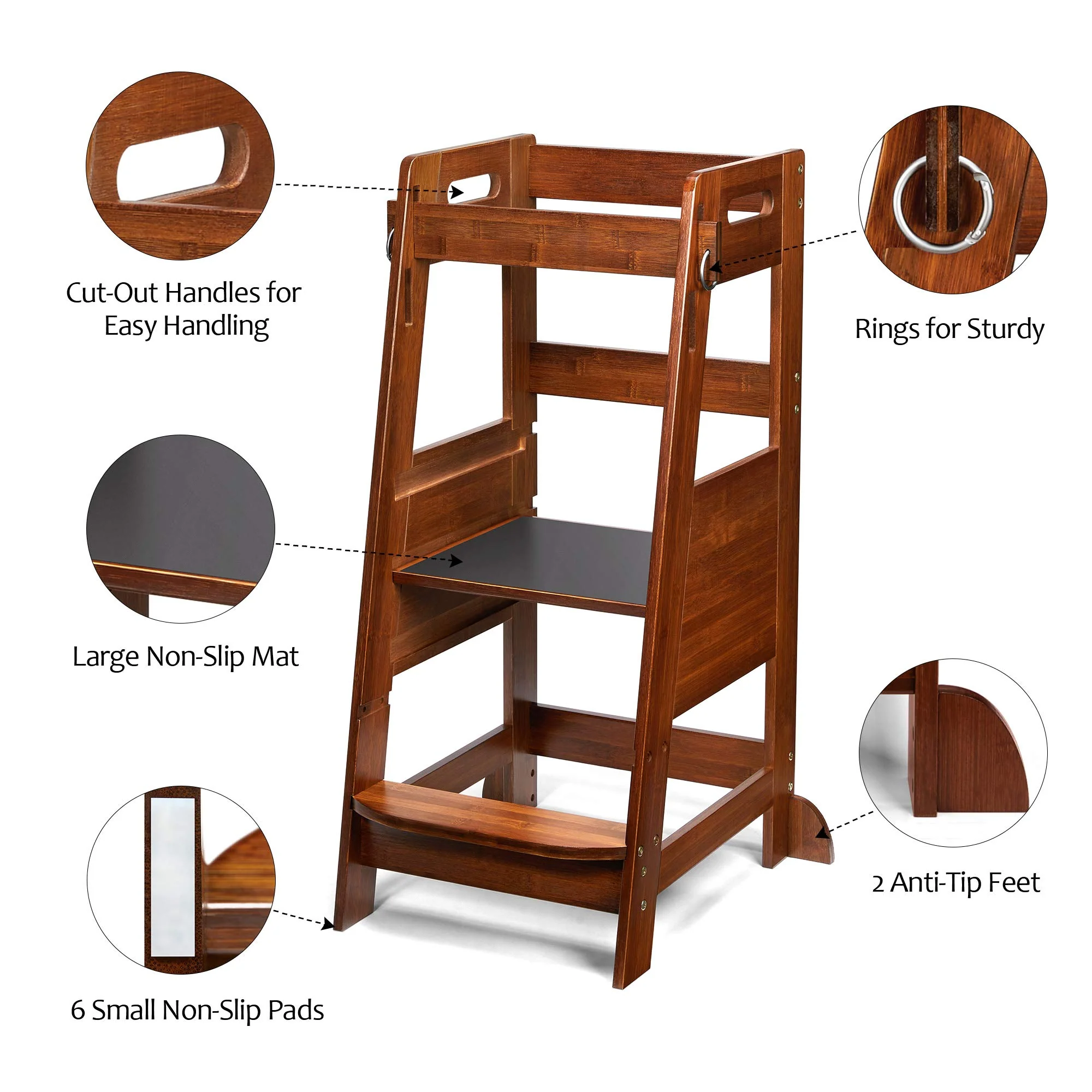 TOETOL Bamboo Toddler Kitchen Step Stool