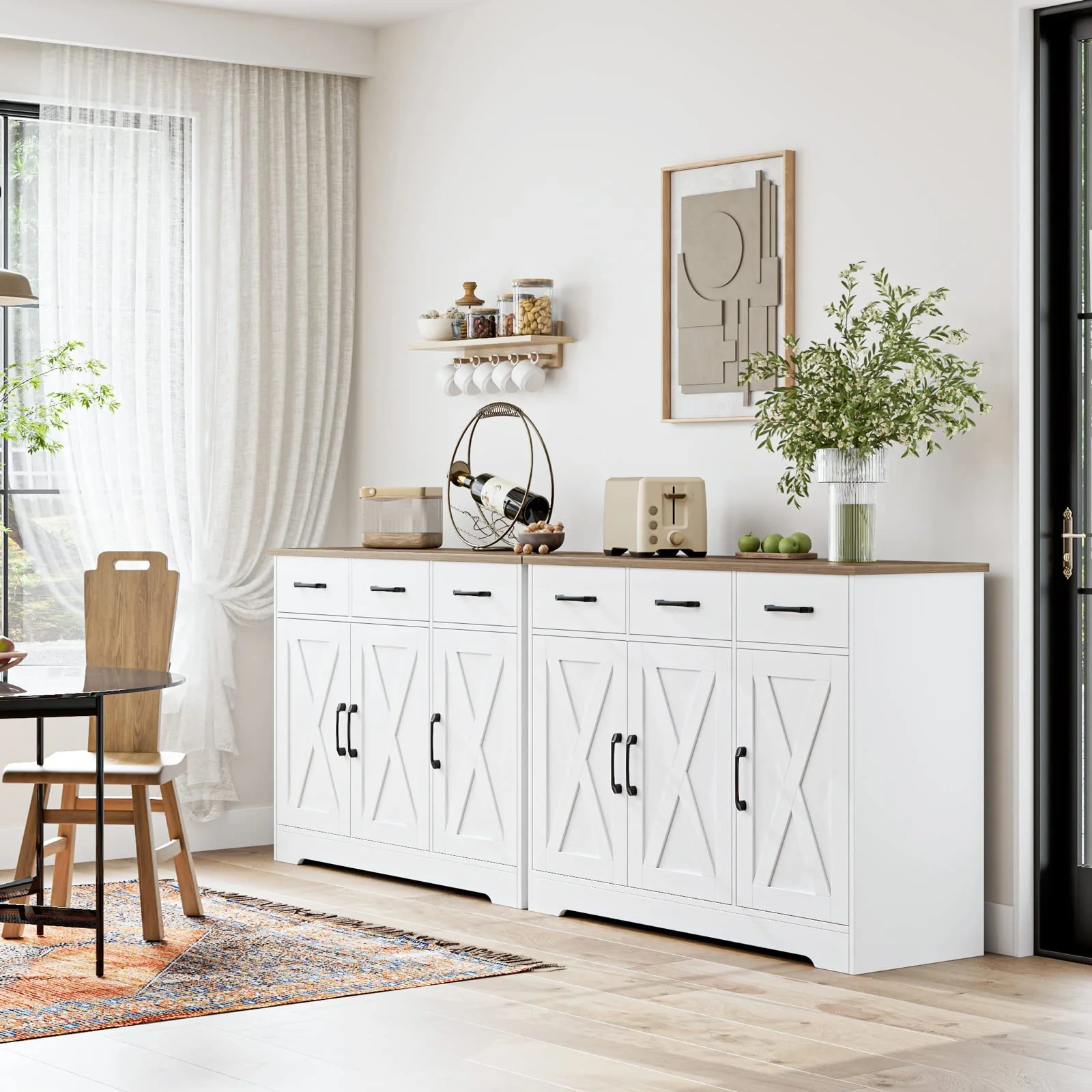 HOSTACK Modern Farmhouse Sideboard Buffet Cabinet