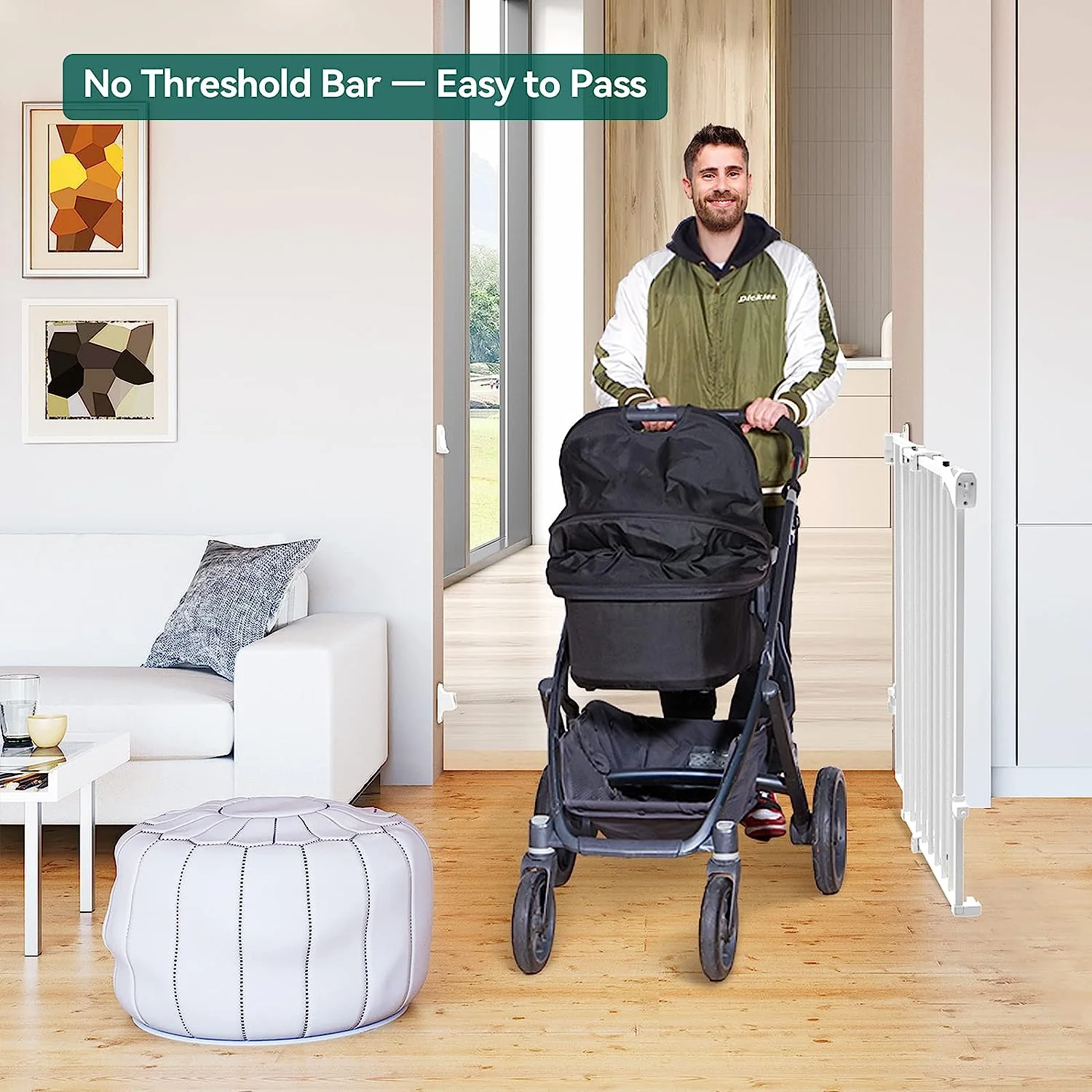 Babelio 26-43 No Bottom Bar Baby Gate for Babies. Elders and Pets