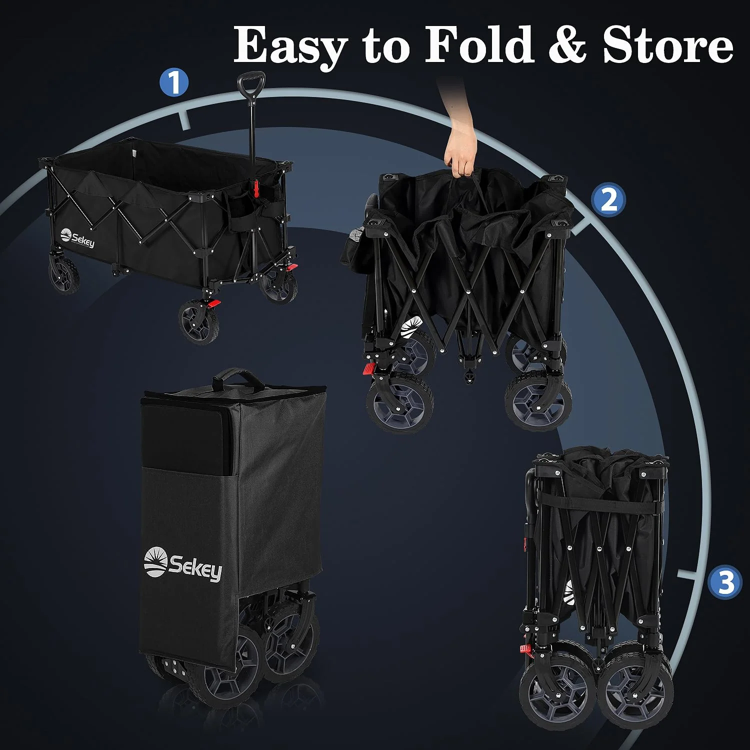 Sekey 220L Collapsible Foldable Wagon with 330lbs Capacity