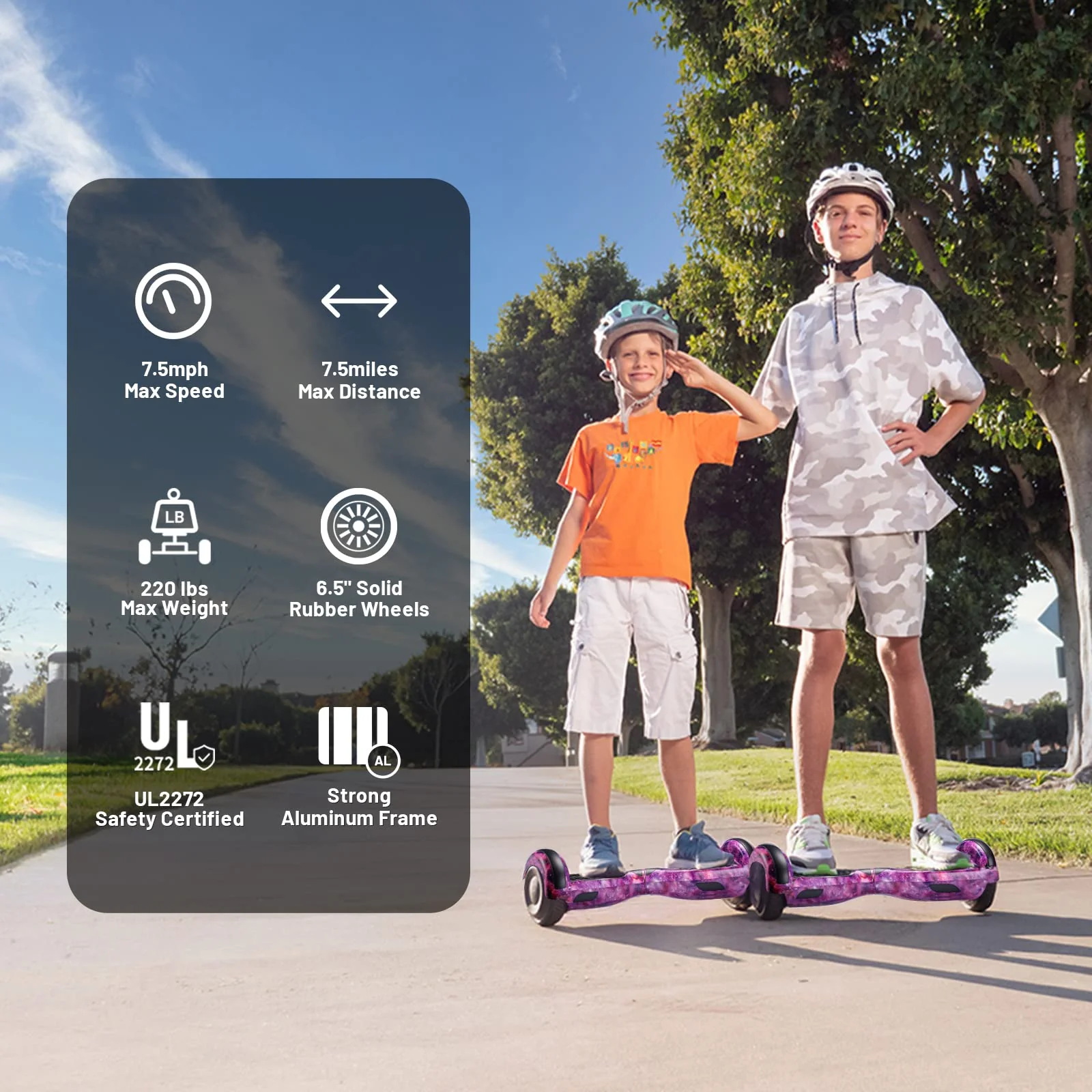 SIMATE 6.5 Hoverboard with Bluetooth & LED Lights