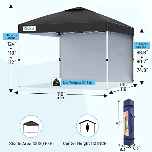 Pro 10x10 Pop Up Canopy Tent. Easy Setup Outdoor Instant Shelter for Patio