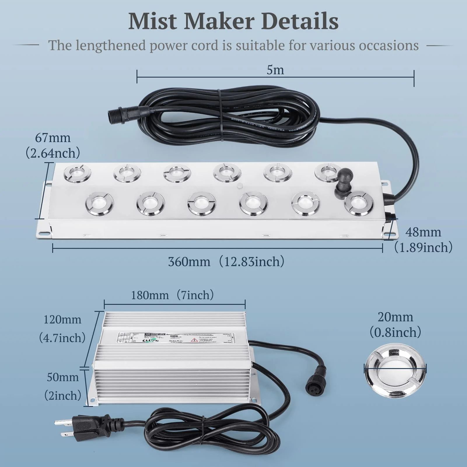 CEED4U Ultrasonic Fogger. 12 Head Ultrasonic Mist Maker