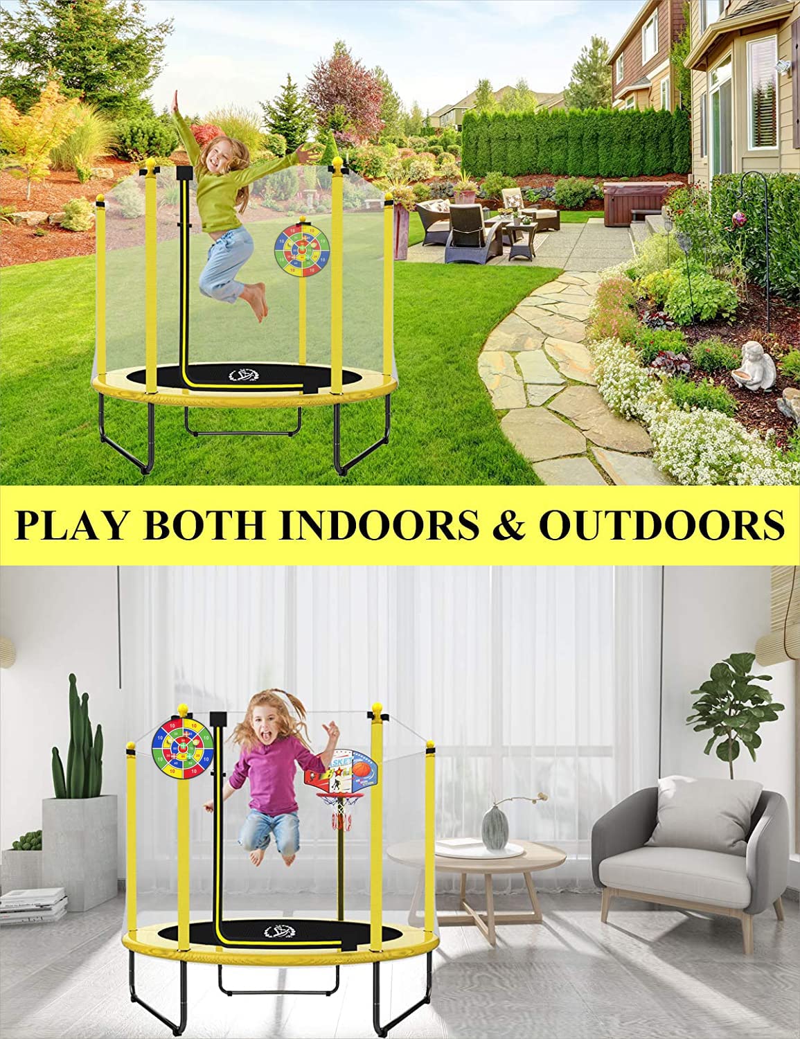 LANGXUN 60 5ft Mini Toddler Indoor & Outdoor Trampoline