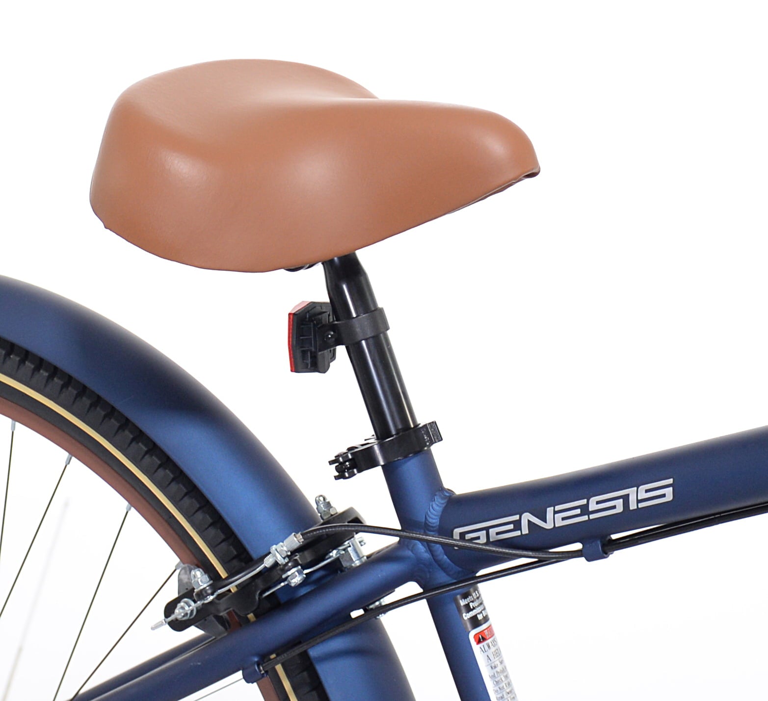 29-inch Men's Salerno Aluminum Relaxed Cruiser Bike with 7 Speeds. Navy Blue and Brown